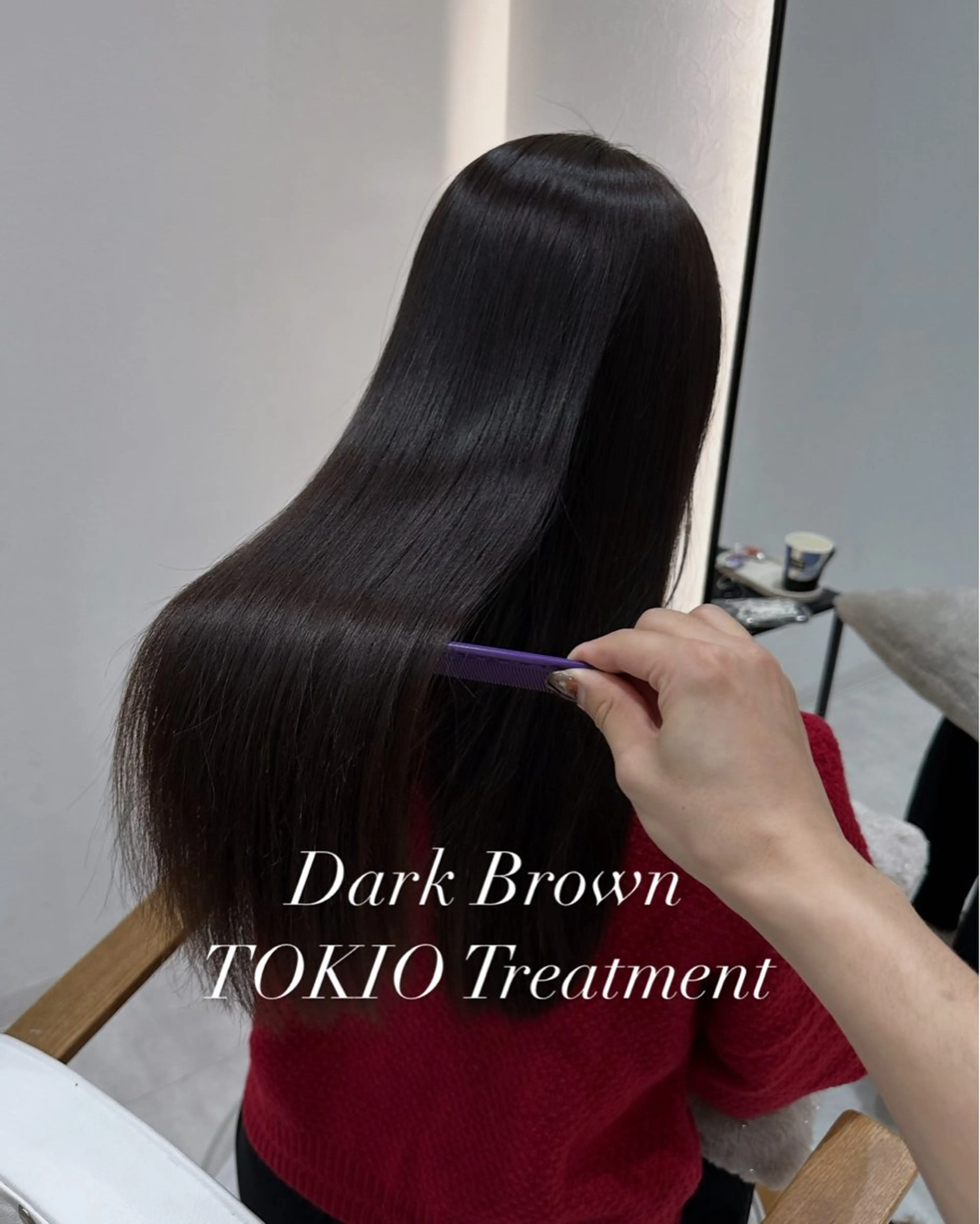 ロング カラー 赤み消し/オリーブ カーキ/福田れんのヘアスタイル