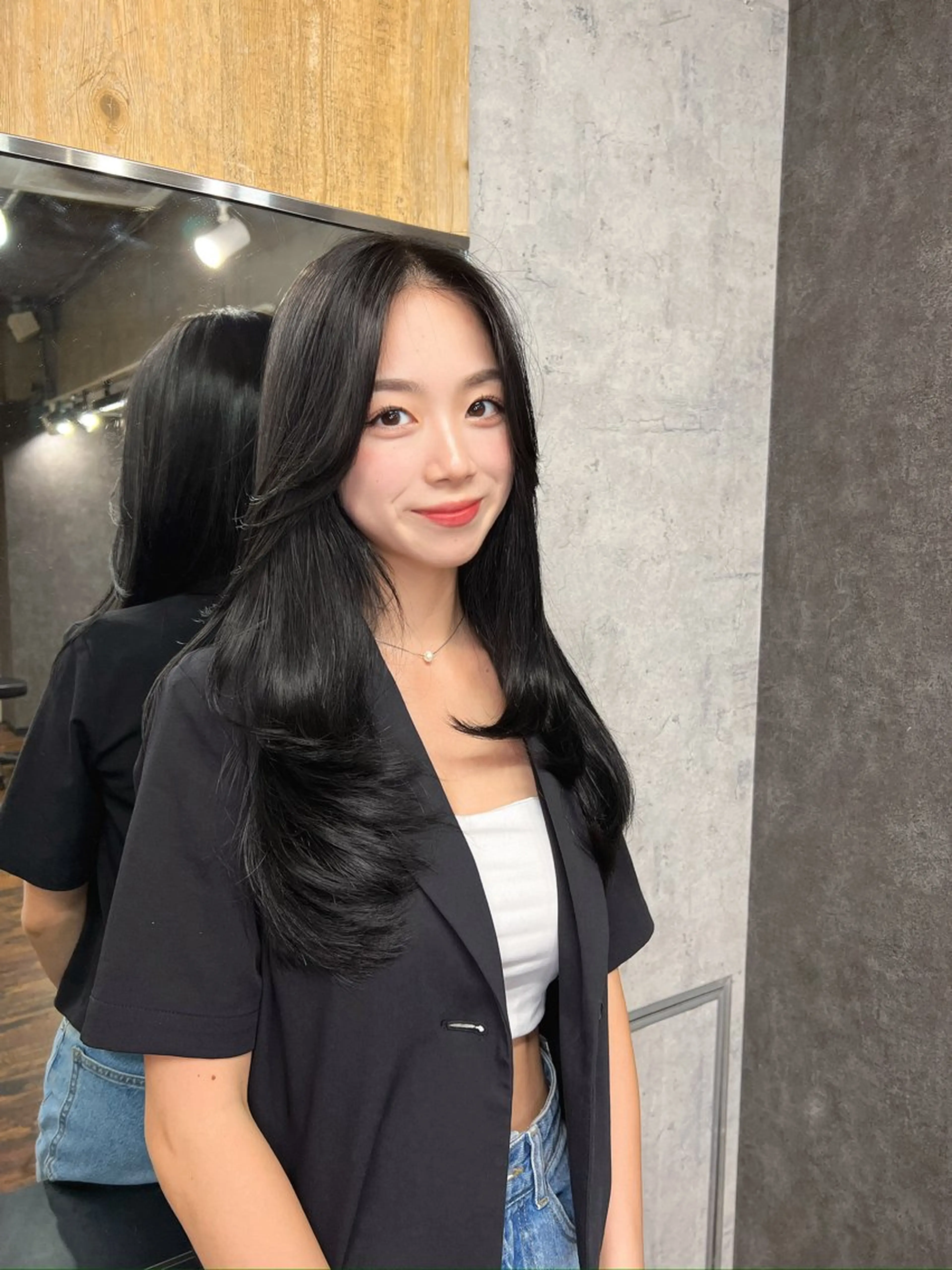 ロング カラー ヘアアレンジ レイヤー／顔周り 韓国ヘア森田和貴のヘアスタイル