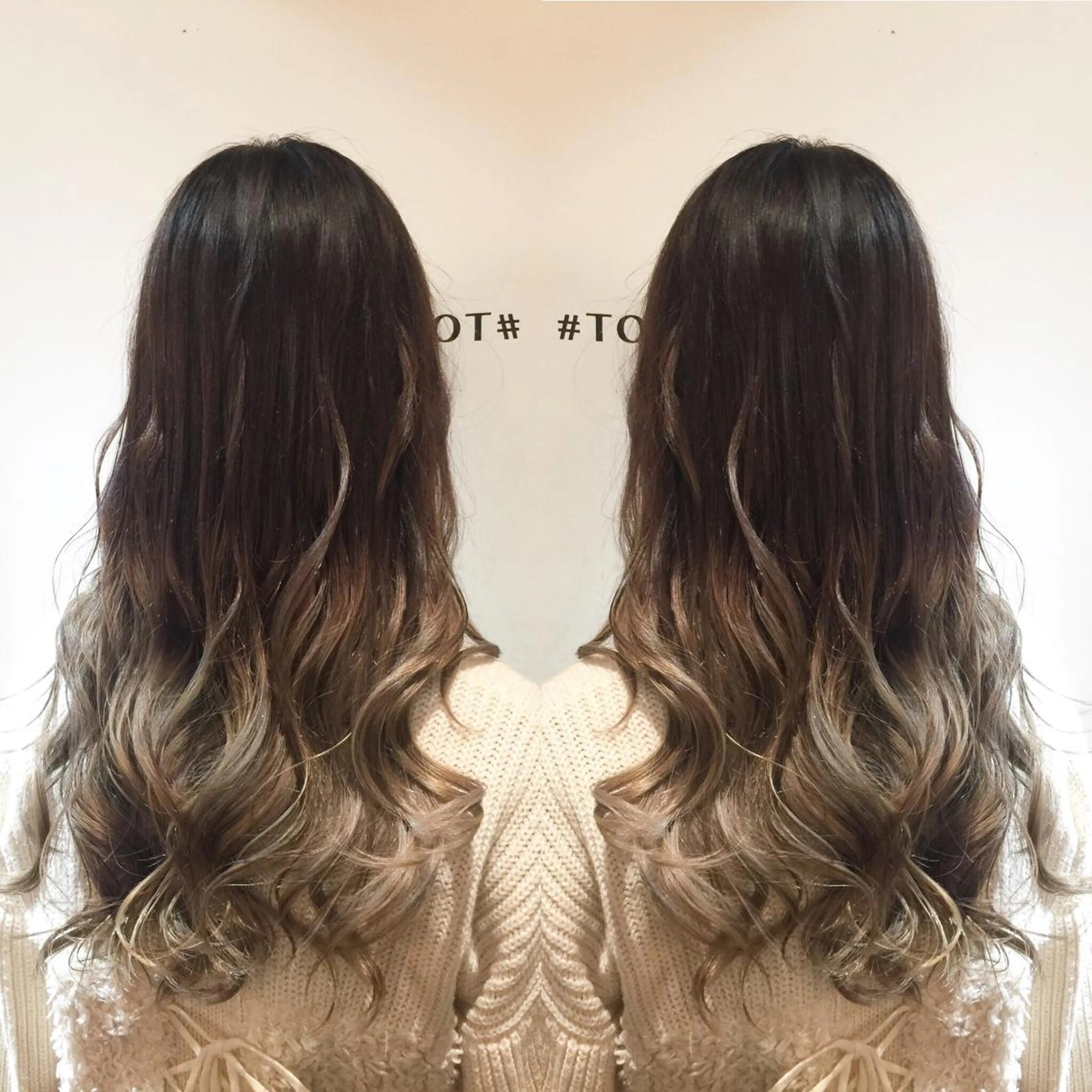 ロング カラー ブリーチ グラデーションカラー ホワイト&レイヤーカ ットエクステ長畠俊輔のヘアスタイル