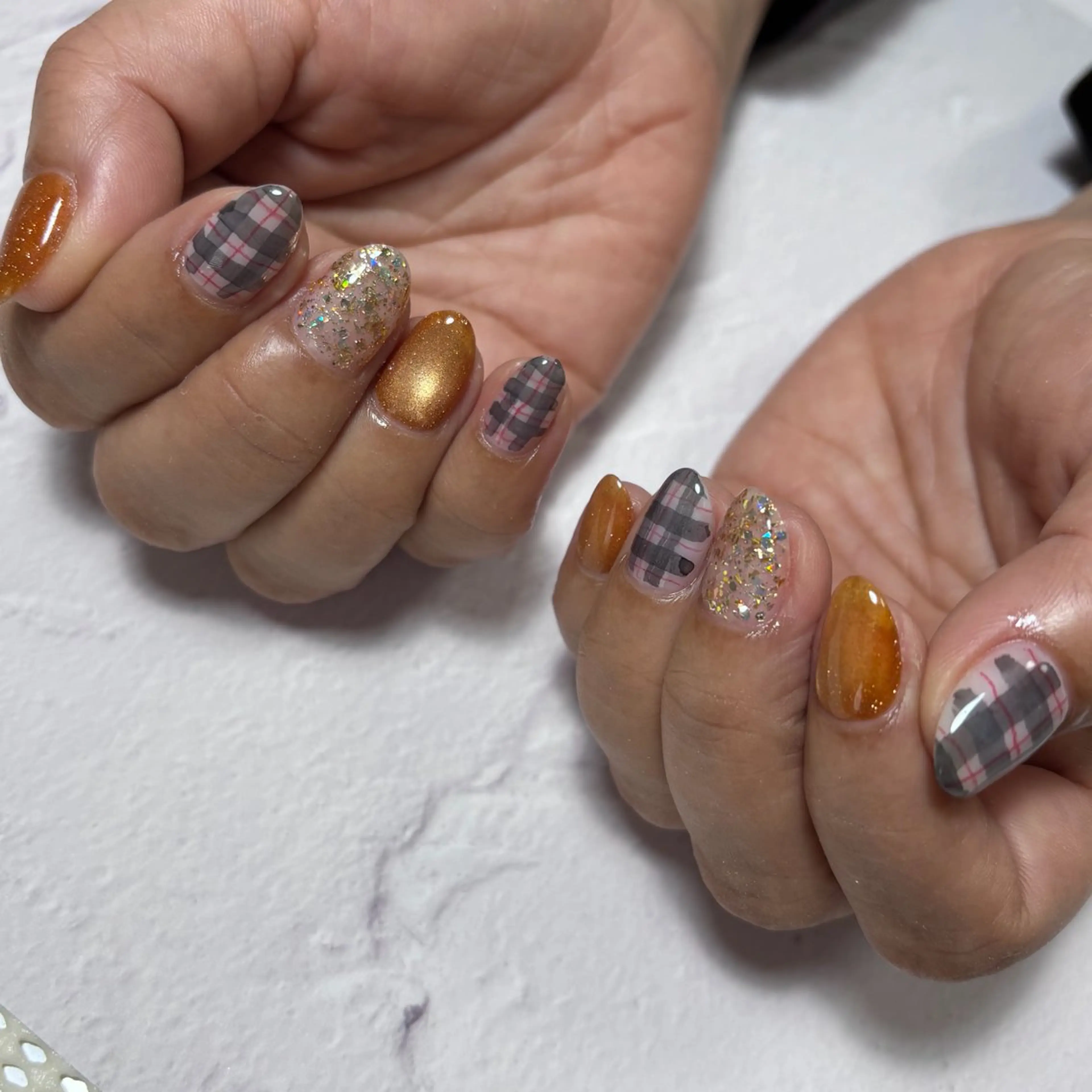 ネイル オレンジ ピンク 春ネイル ハンドネイル Nail salon RAVE所属・Salon Asterのネイルデザイン