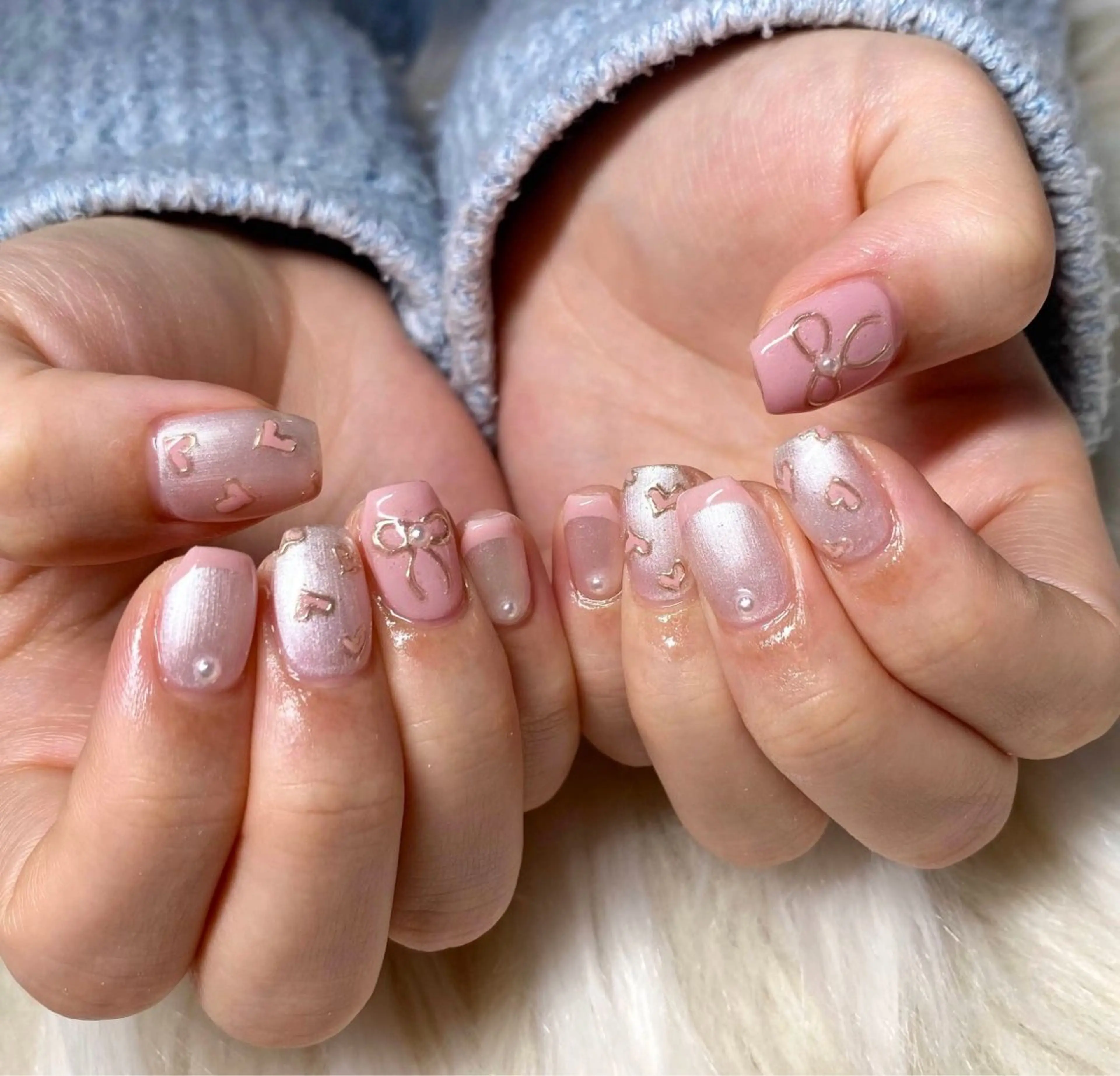 ネイル 長さ出し フラッシュネイル フラッシュマグ フレンチネイル ジェルネイル ハンドネイル Nail&eye Belire 新宿のネイルデザイン