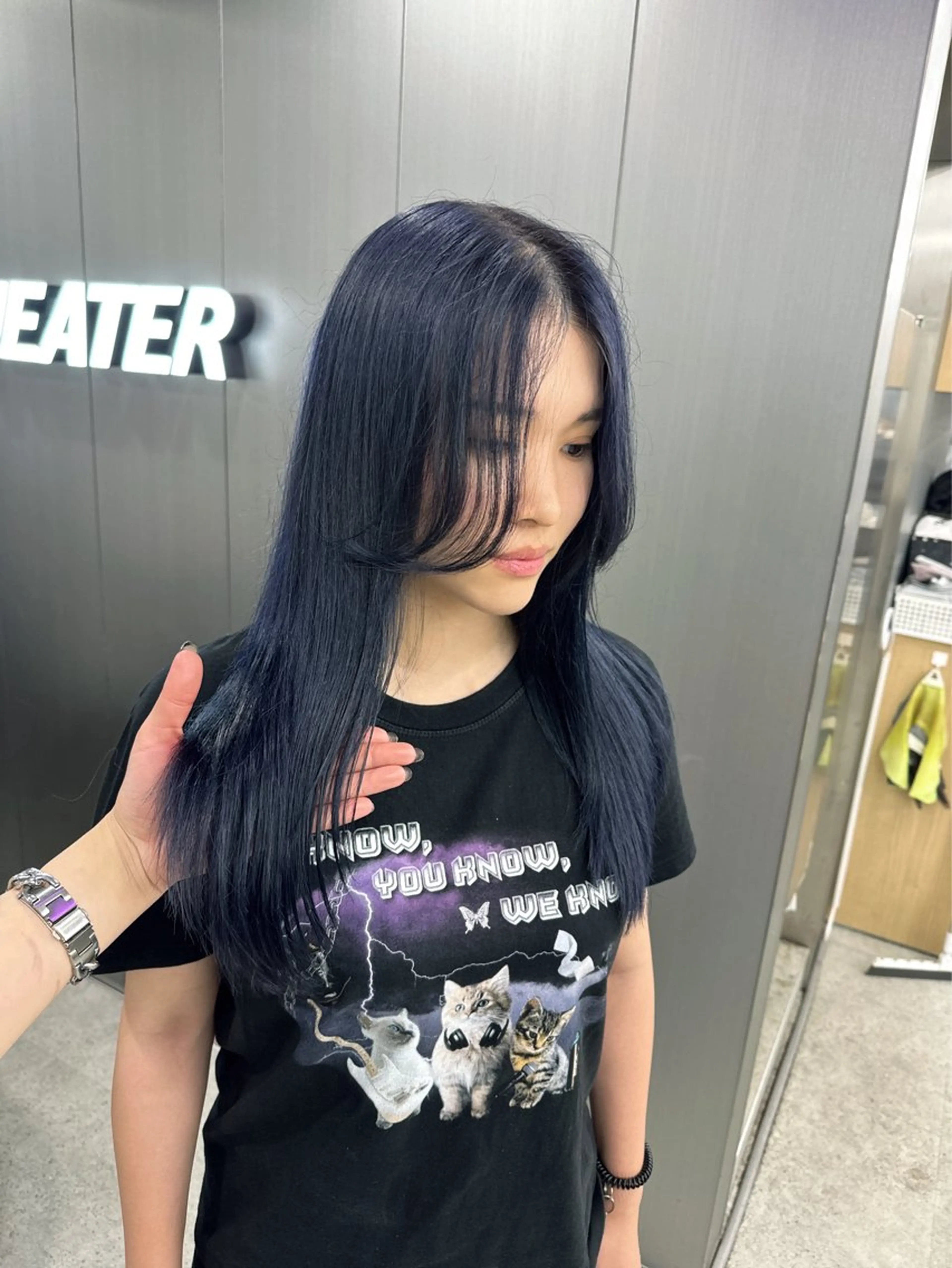 ロング カラー ヘアカラー 暗髪🩶ラベンダー/ ブルー/ユウナ🤍のヘアスタイル