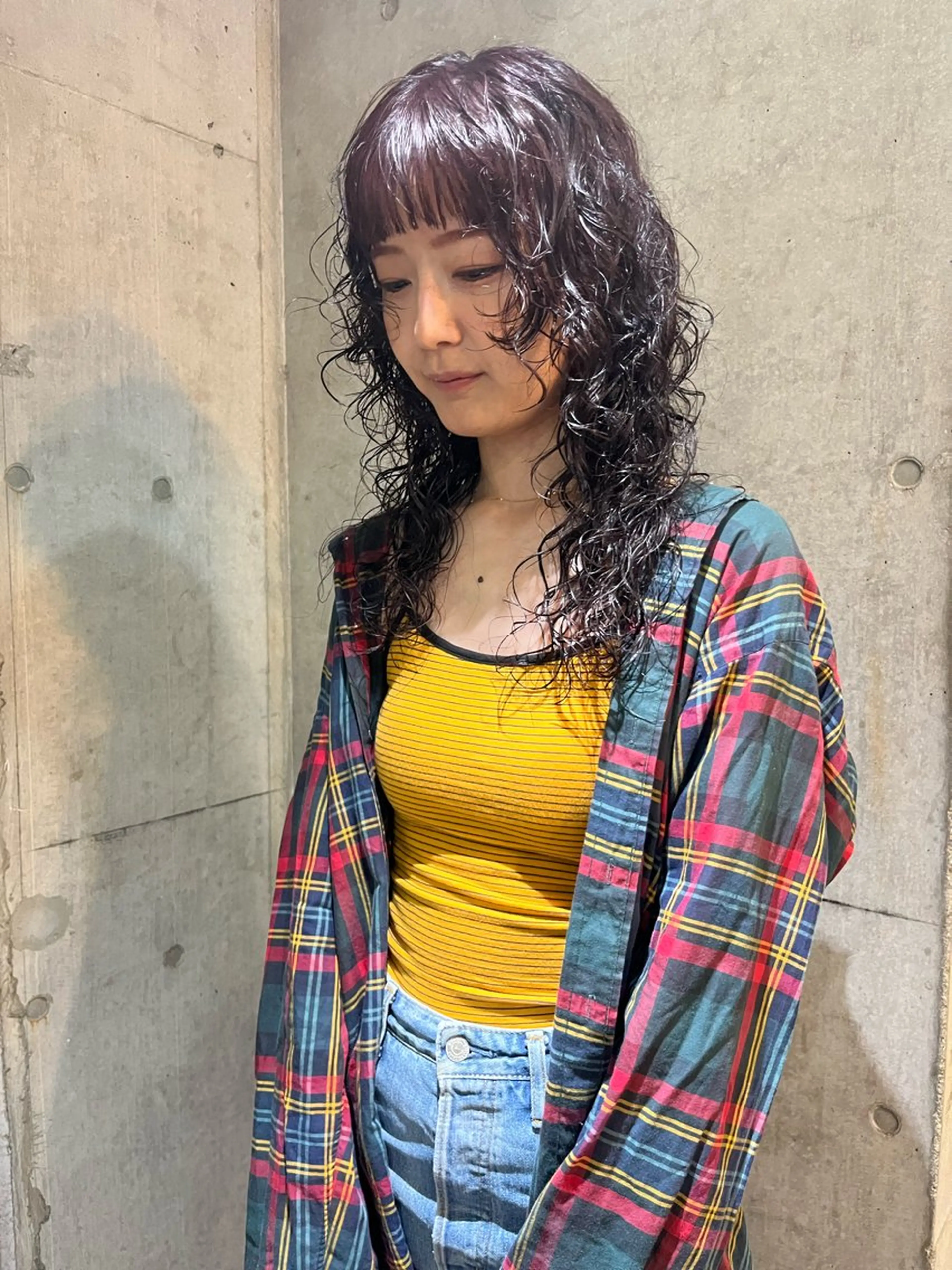 ミディアム カラー パーマ カット ヘアカラー パーマ トリートメント ハイトーン/顔まわり レイヤー/YUKAのヘアスタイル