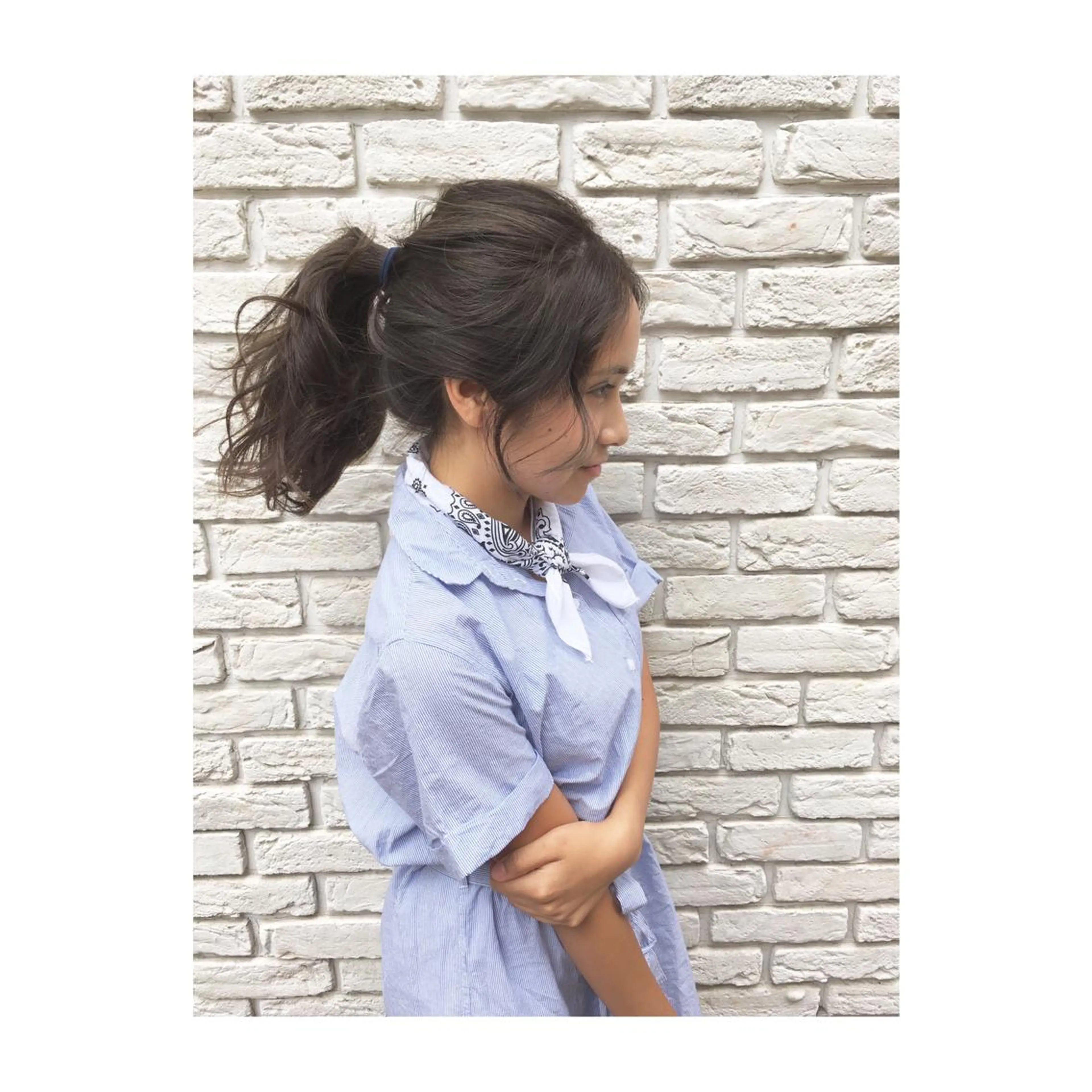 ミディアム セミロング ロング カラー パーマ ミディアムパーマ セミロングパーマ 透明感カラー アオガミ （前髪顔周りカット）のヘアスタイル