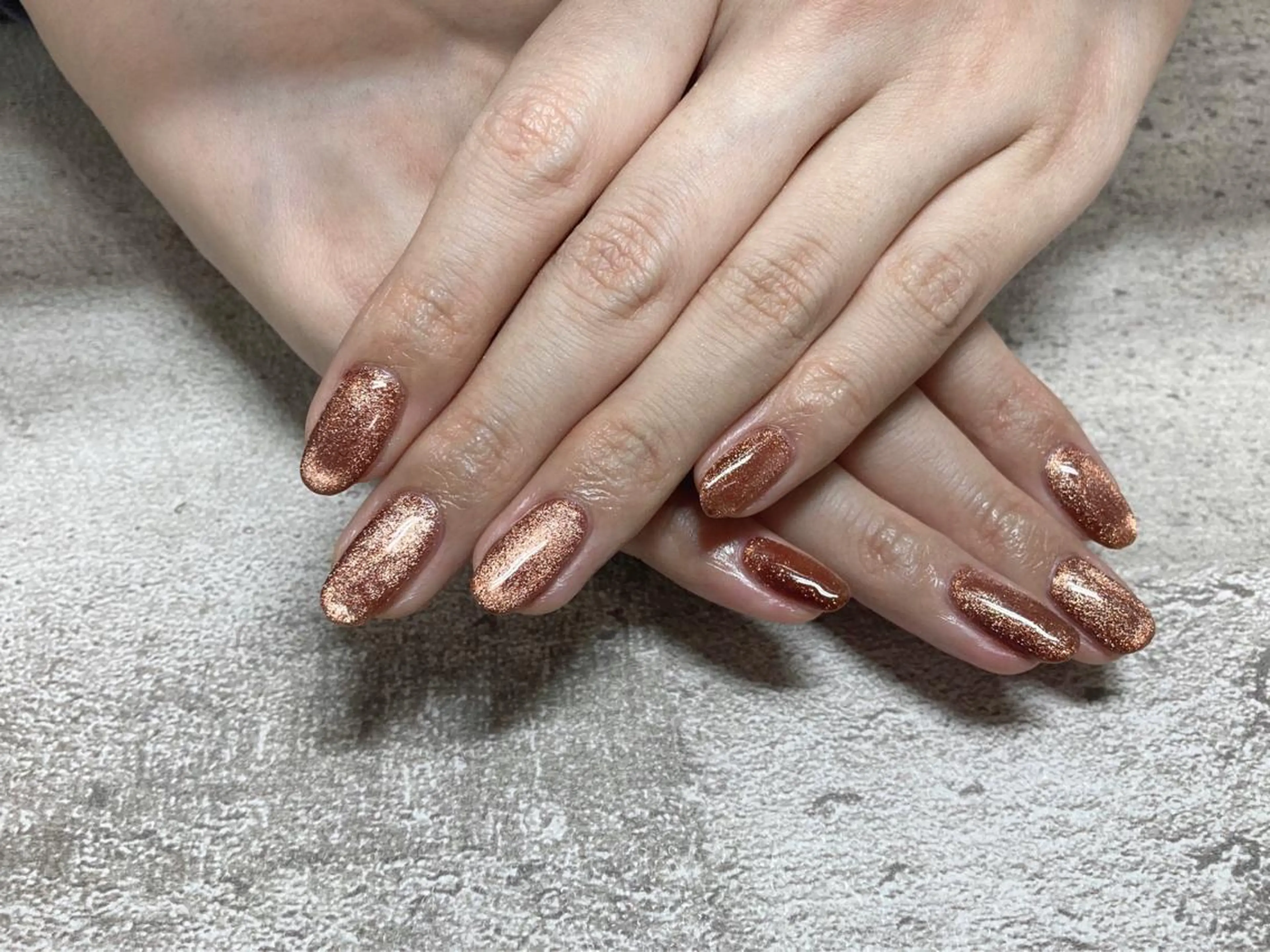 ネイル ブラウン フットネイル ジェルネイル 韓国ネイル マグネットネイル Mogu nail 二子玉川のネイルデザイン