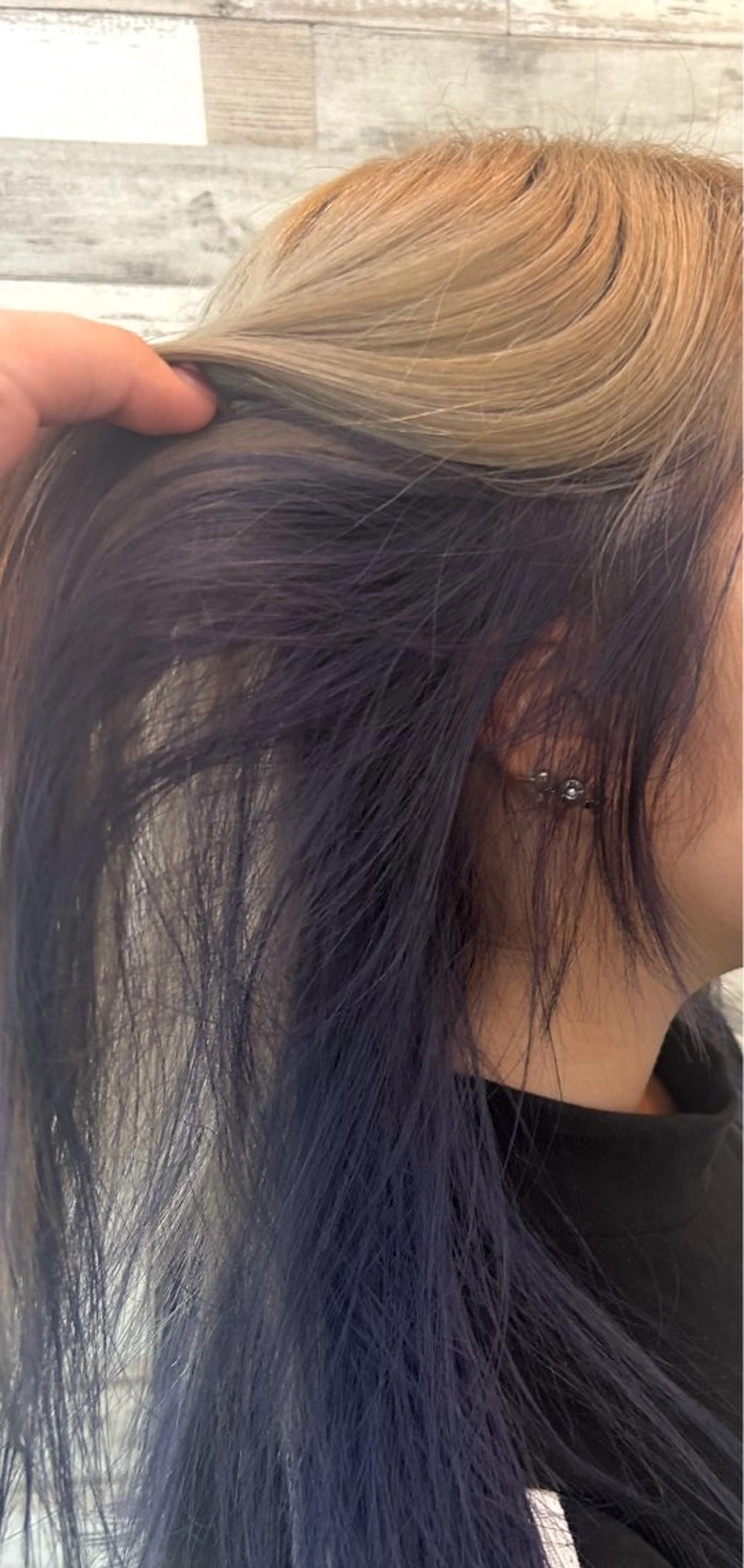 カラー ブリーチ ブルーカラー ブルーバイオレット インナーカラー バイオレットカラー ヘアカラー ガーリー×韓国🎀 ⟡.·天野結良⟡.·のヘアスタイル