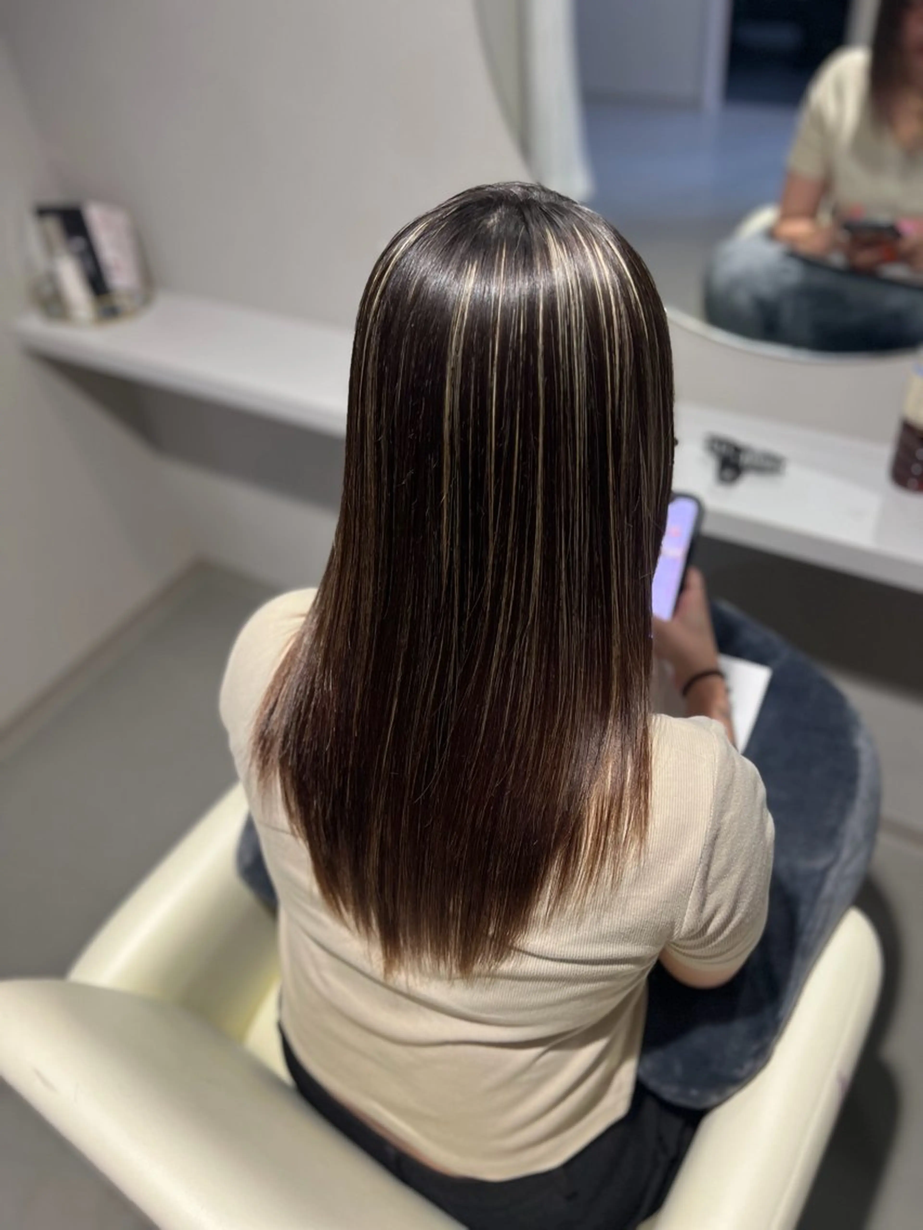 セミロング ハイライト 髪質改善 🐣長野英聡/縮毛 矯正/髪質改善🐣のヘアスタイル