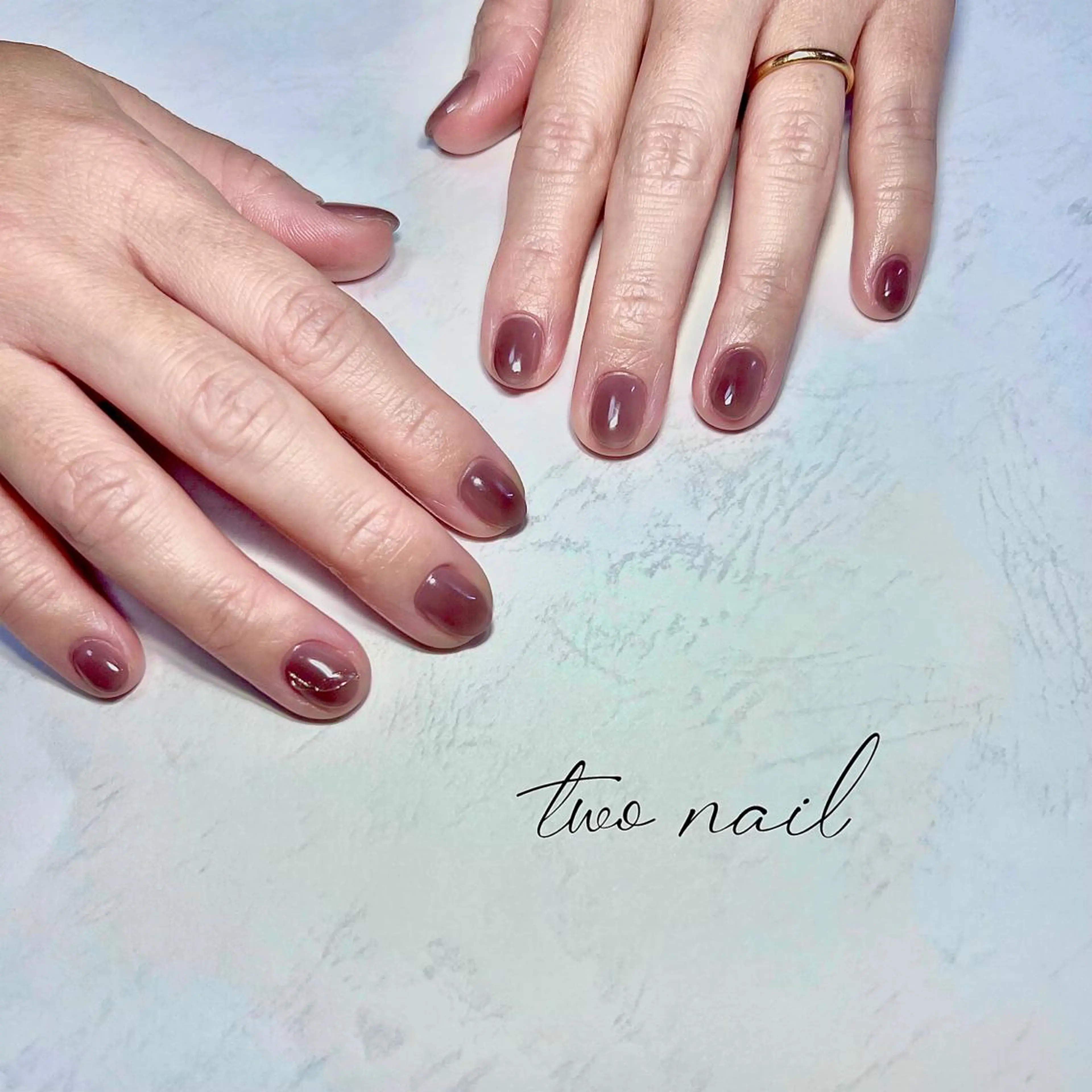 ネイル アートネイル ブラウン フットネイル ハート ニュアンスネイル ハンドネイル two nailのネイルデザイン