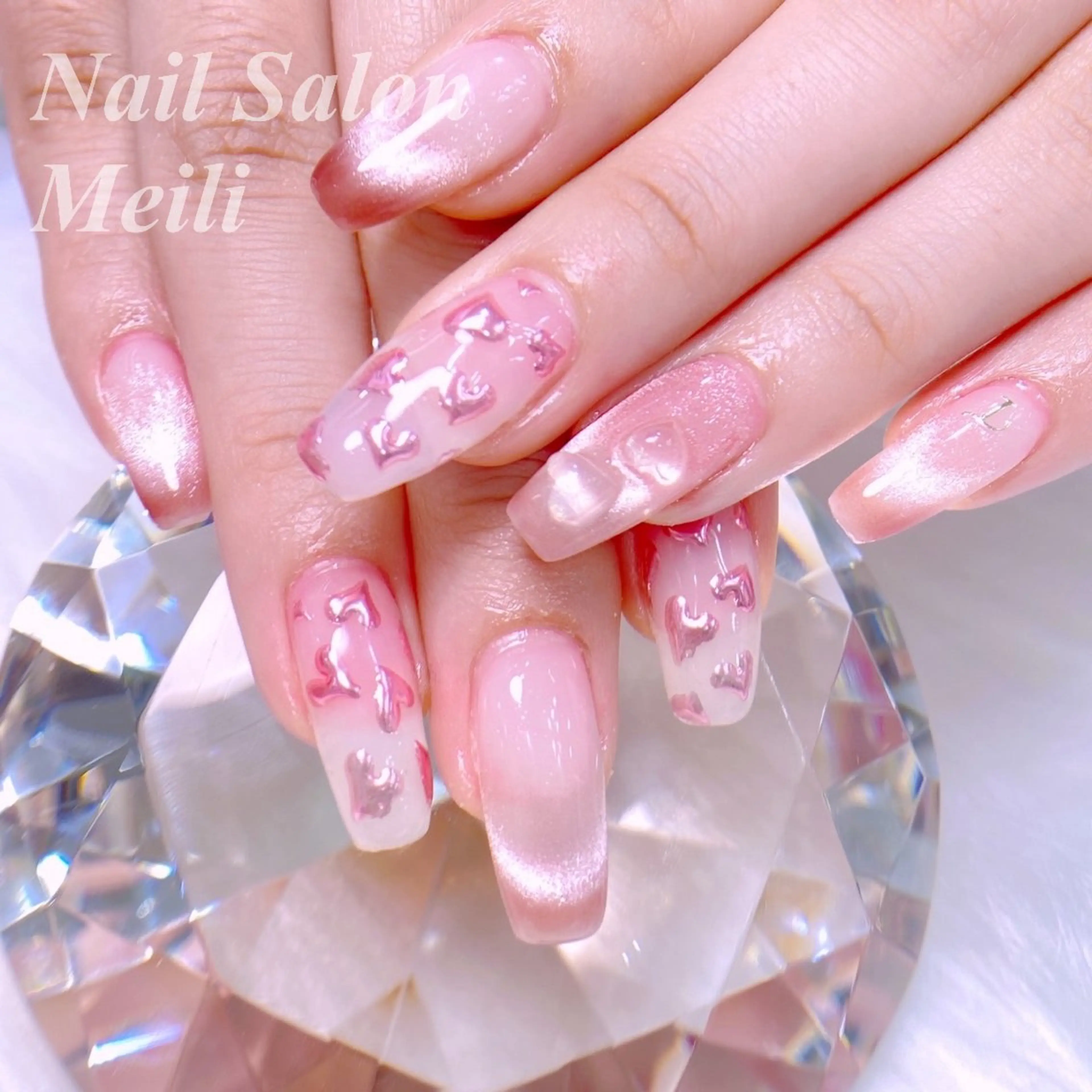 ネイル アートネイル ハート ピンク NAILSALON MEILIのネイルデザイン