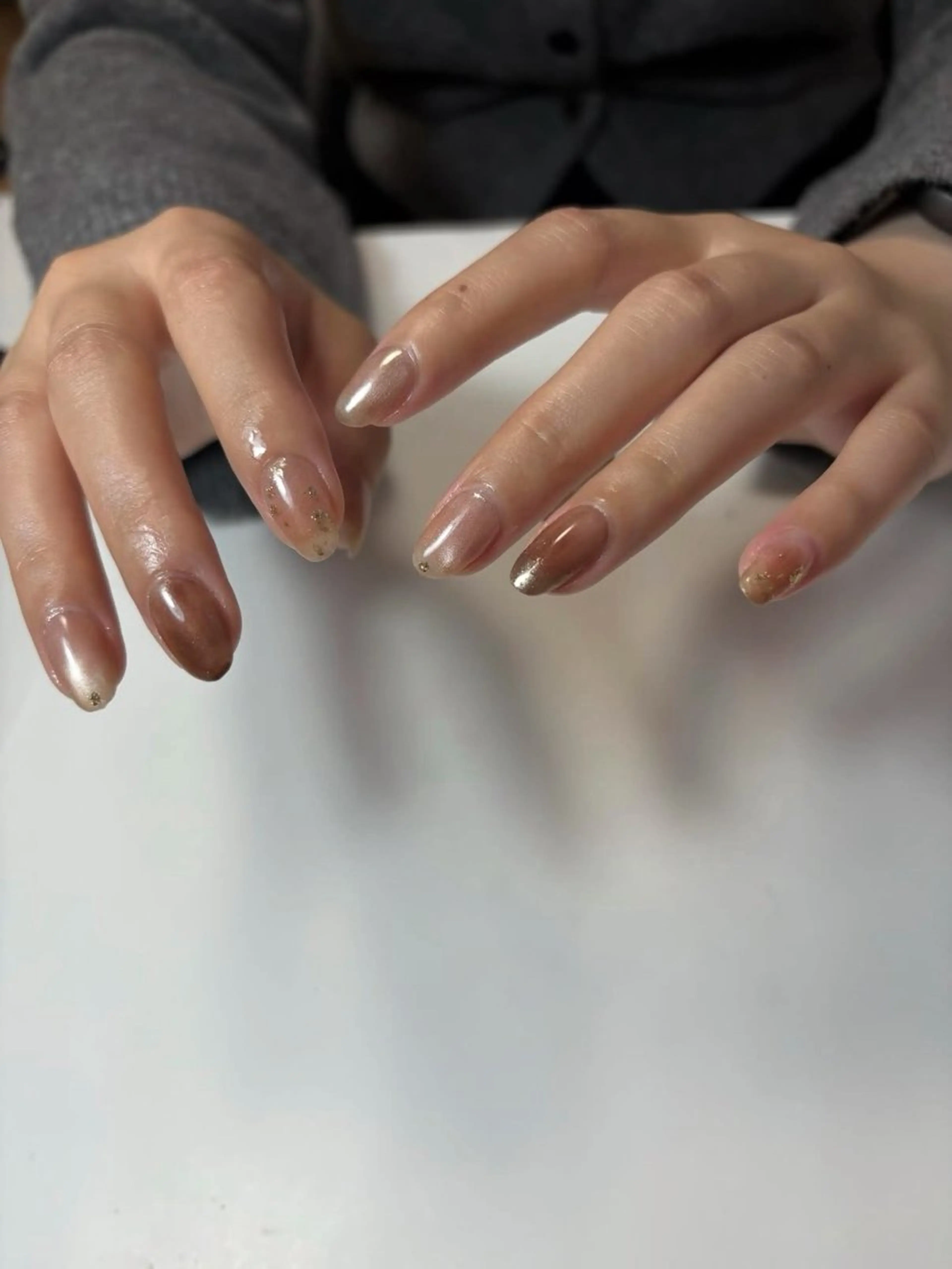 ネイル ブラウン マグネットネイル Miu 川越東口ネイルサロンのネイルデザイン