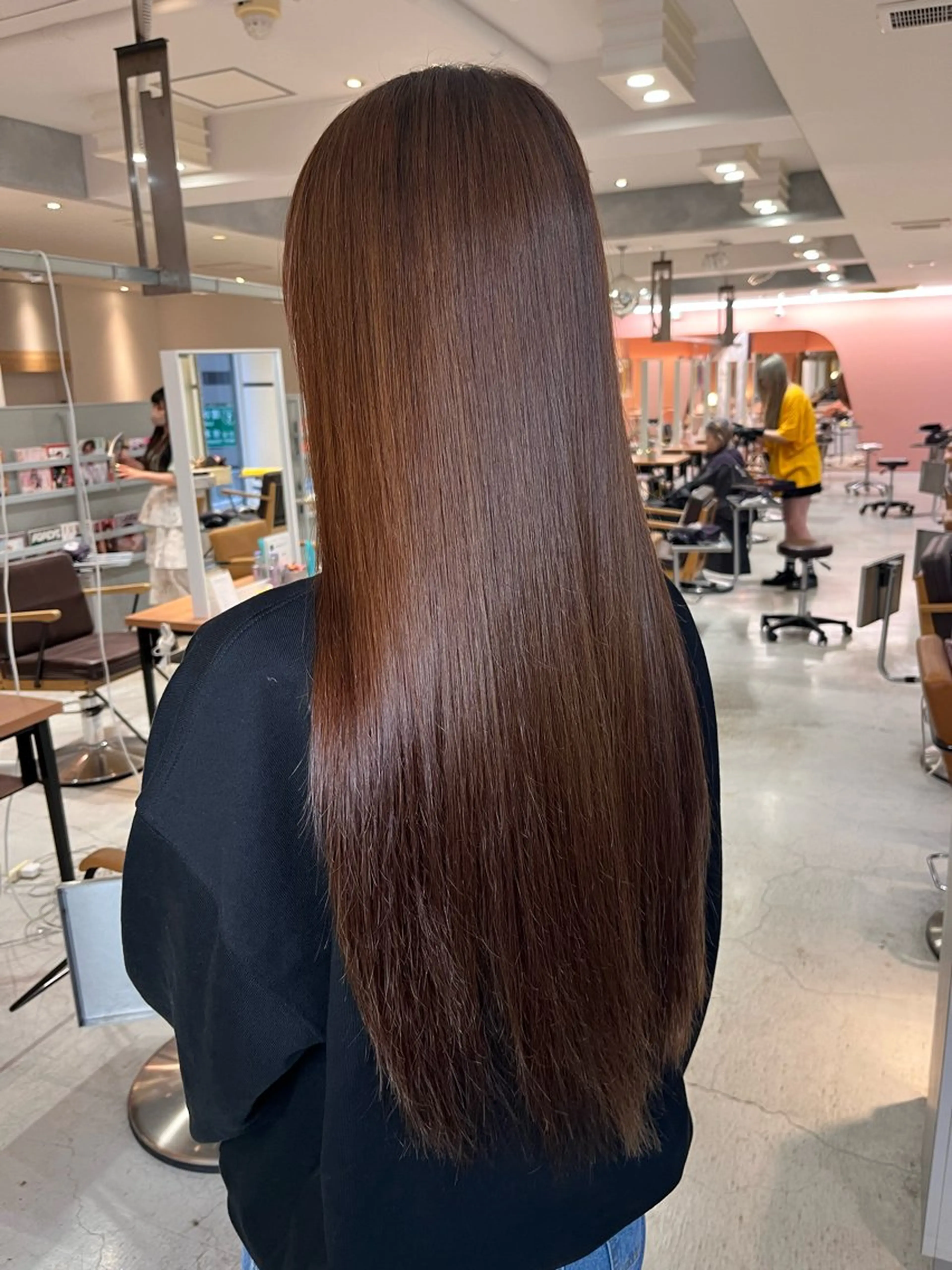 ロング ハイライト 髪質改善 韓国風ヘア レイヤーカット トリートメント パーマ 縮毛矯正 トリートメント nameless髪質 改善ブリーチ心斎橋のヘアスタイル