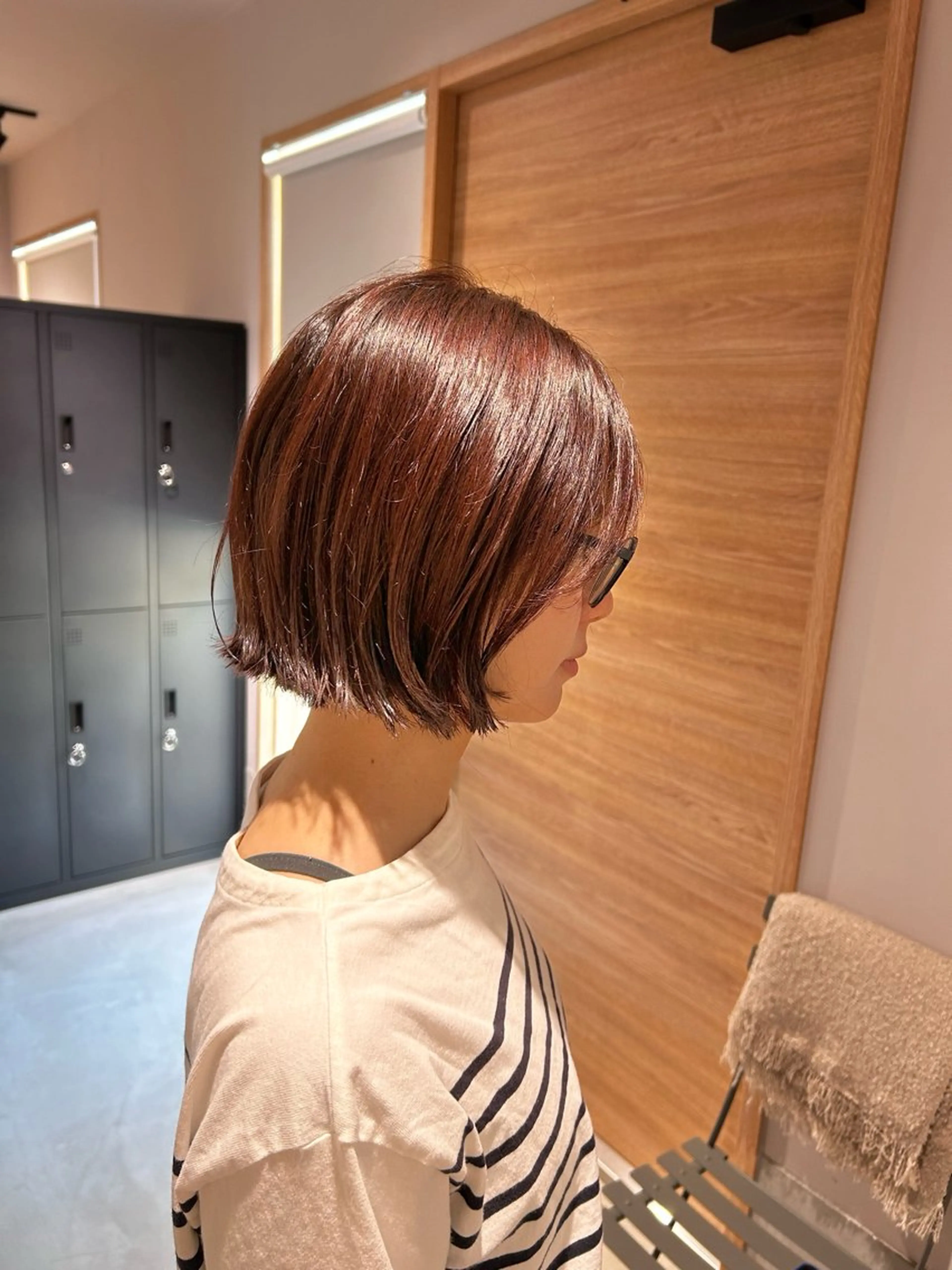 ショート カラー ブラウンカラー レッドカラー レッドブラウン ボブ MINX The pass所属・透明感ケアカラー/ レイヤー/ryokaのヘアスタイル