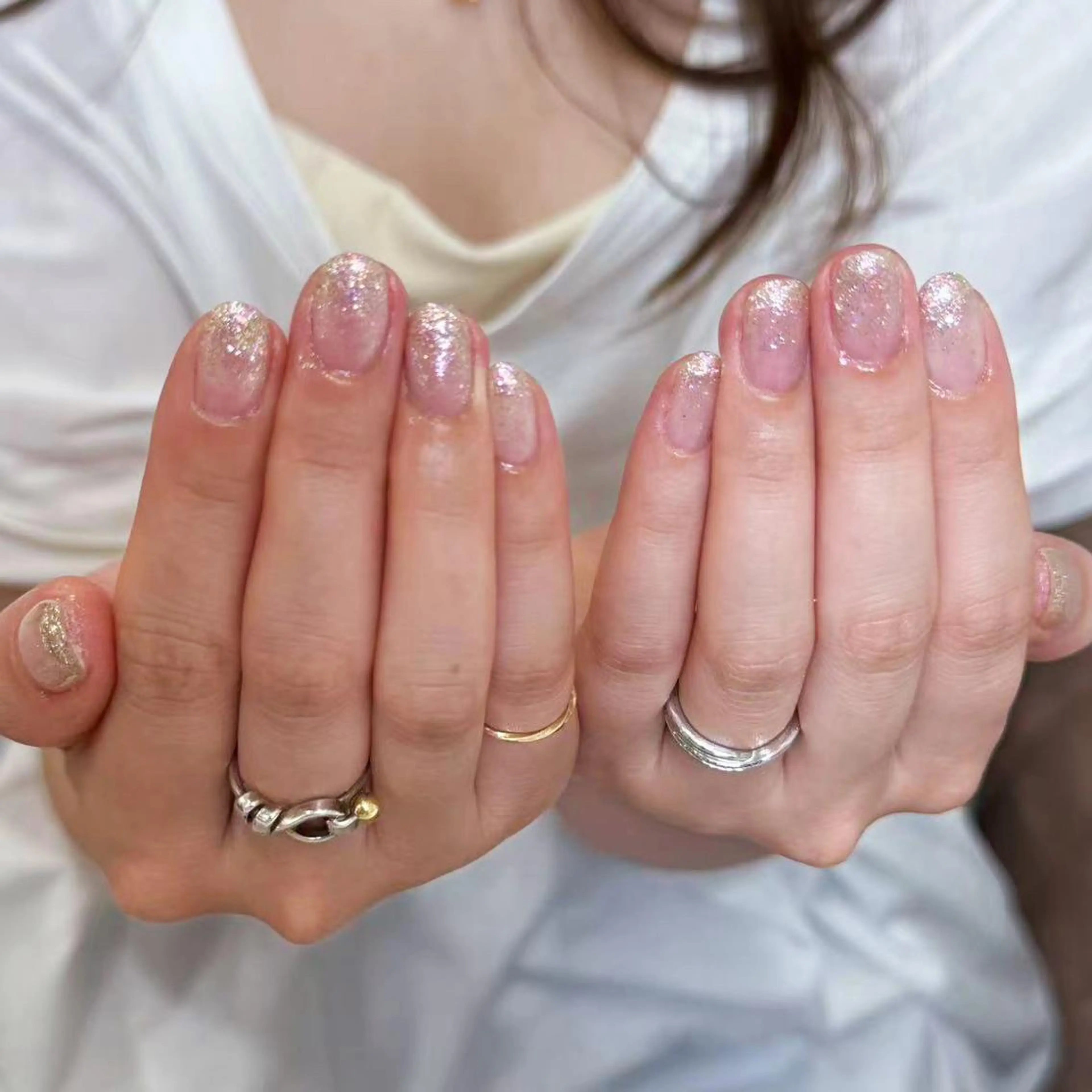 ネイル アートネイル オーロラネイル ガーリー キラキラネイル マグネットネイル ハンドネイル Diamond ✨のネイルデザイン