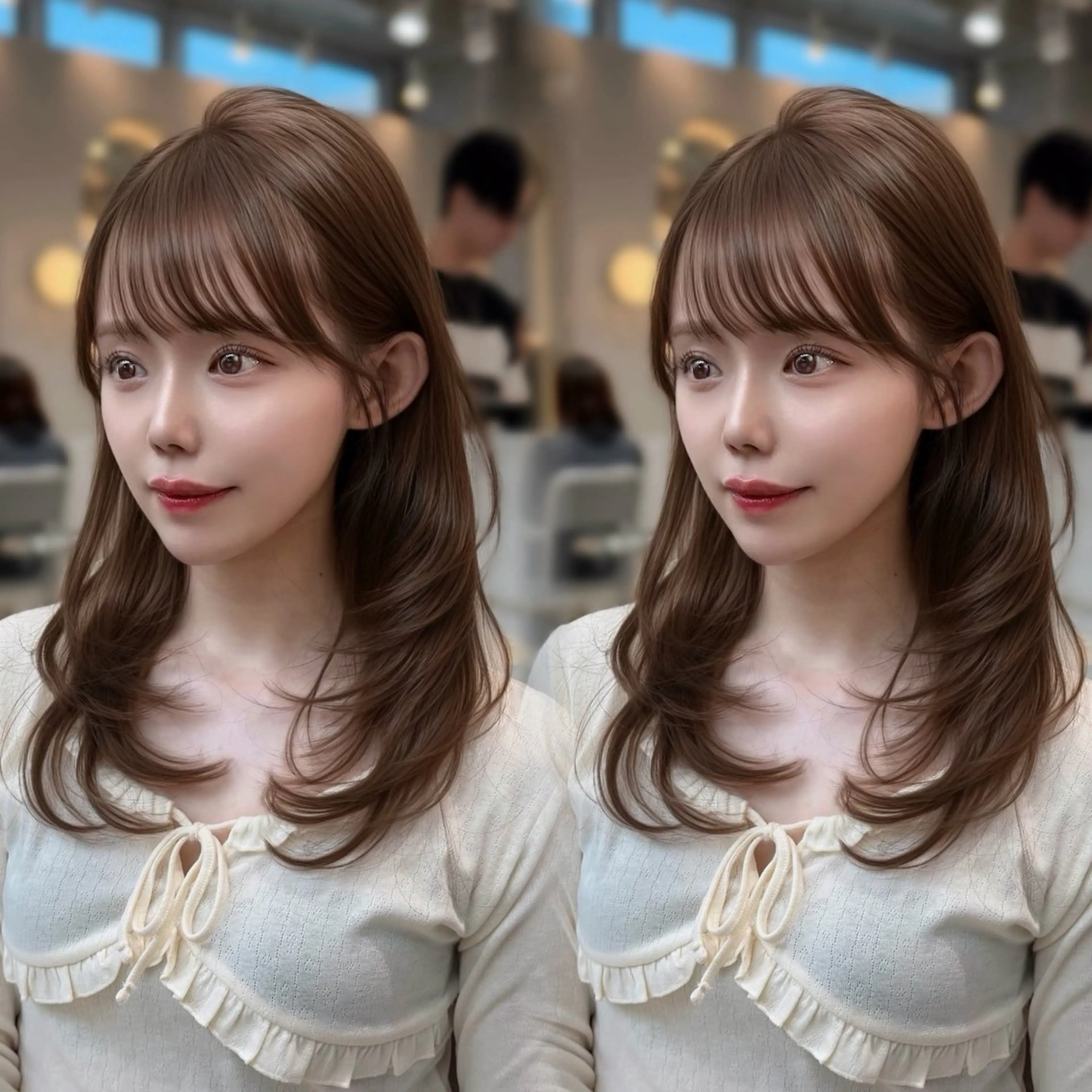 セミロング カラー カット ヘアカラー トリートメント 新宿/韓国風レイヤー 髪質改善/渋谷直樹のヘアスタイル