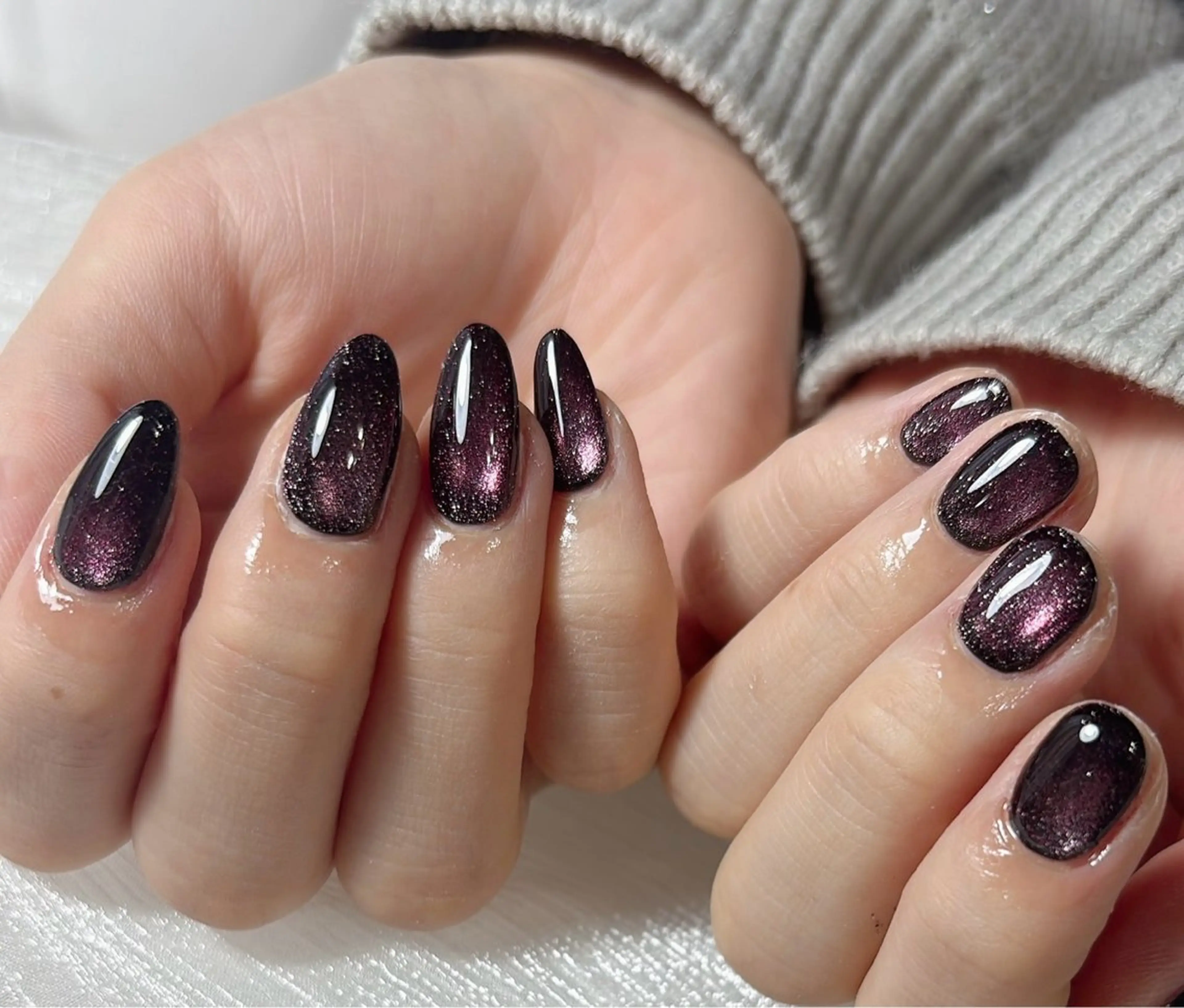 ネイル オーロラネイル フットネイル フレンチネイル ジェルネイル ハート ハンドネイル Mogu nail 二子玉川のネイルデザイン