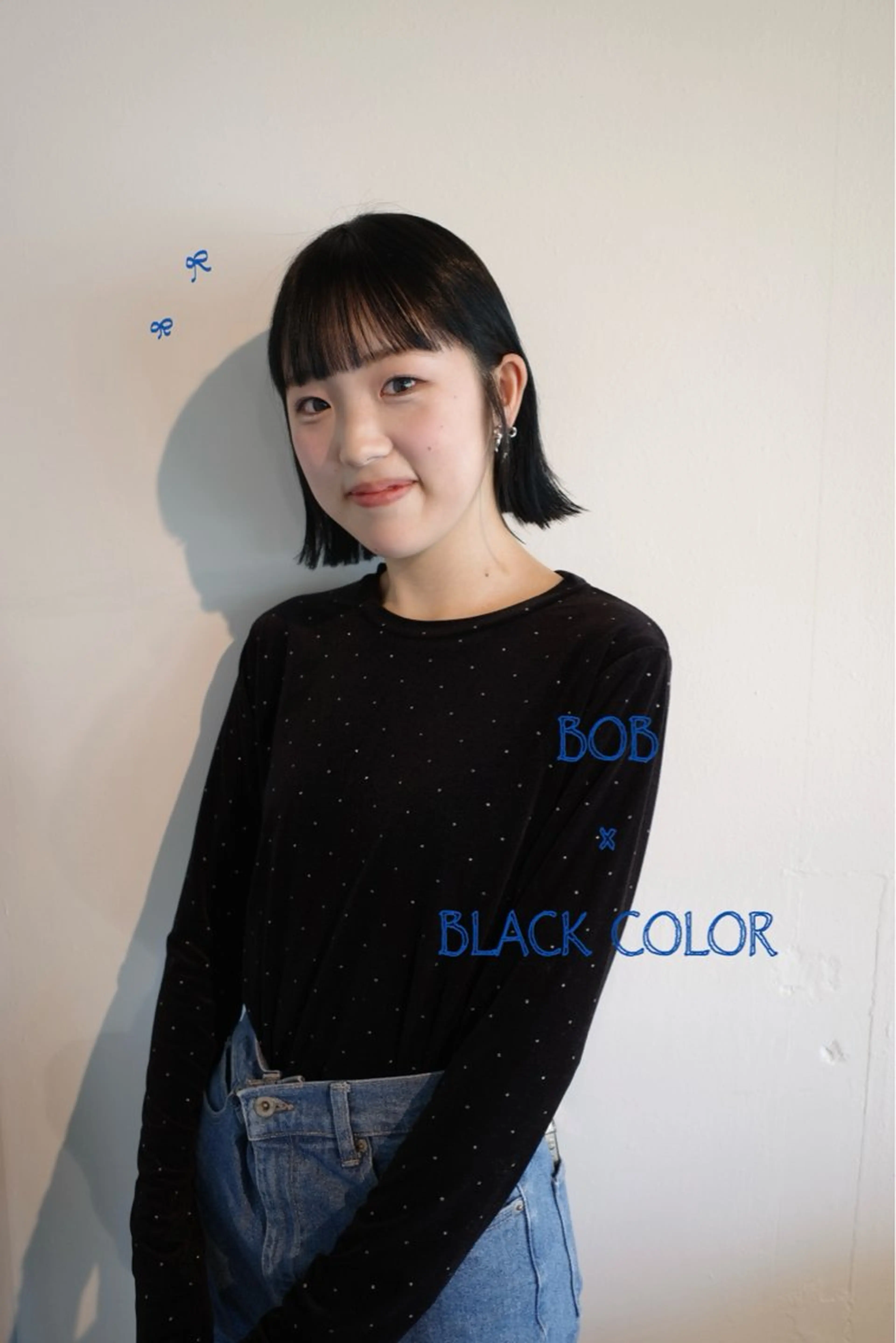 ミディアム カラー 黒髪 ボブ 安藤 結花のヘアスタイル