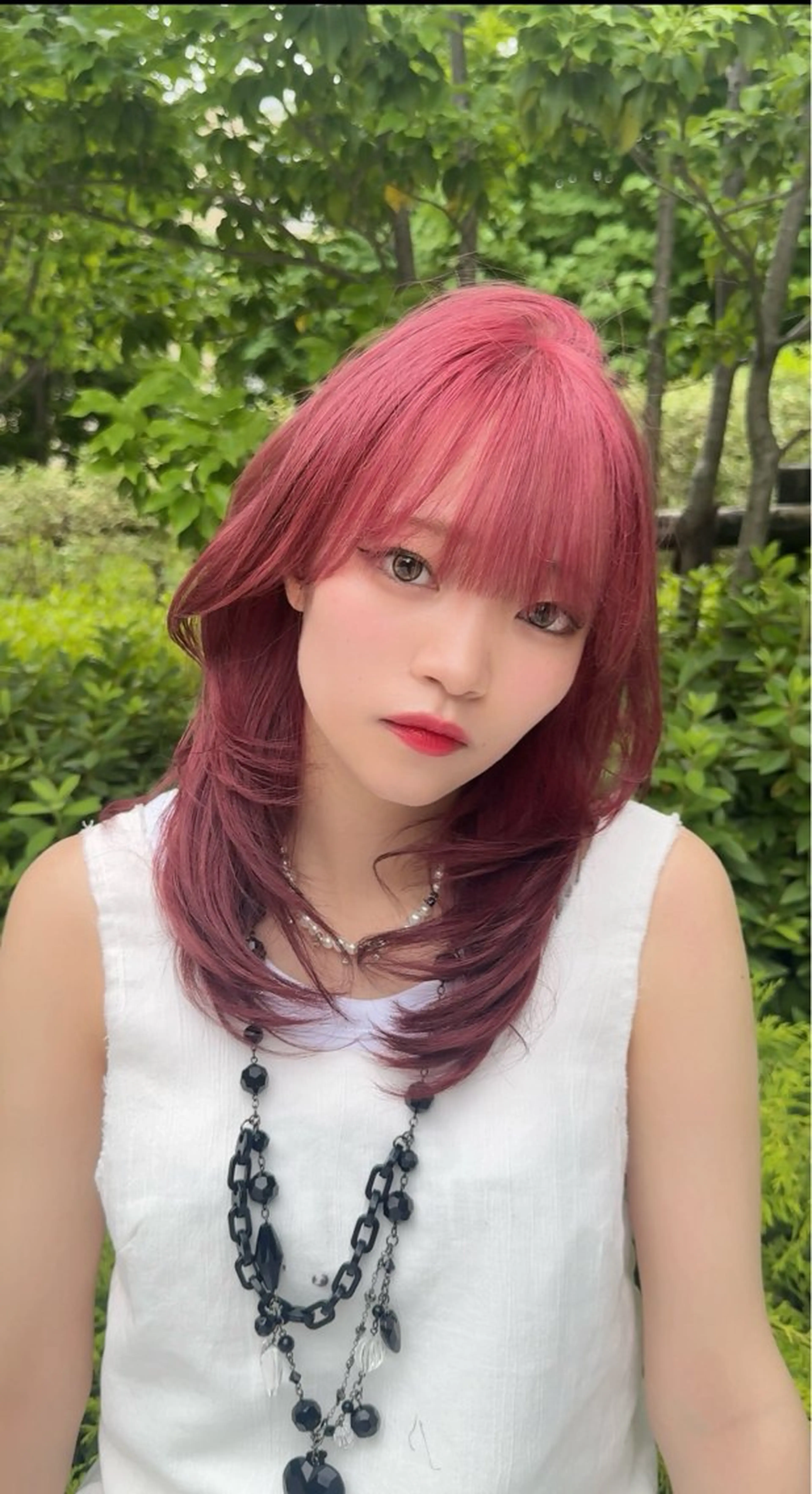 セミロング 韓国風ヘア レイヤーカット REDEAL 渋谷所属・こうき/縮毛矯正/ ブリーチ縮毛矯正のヘアスタイル