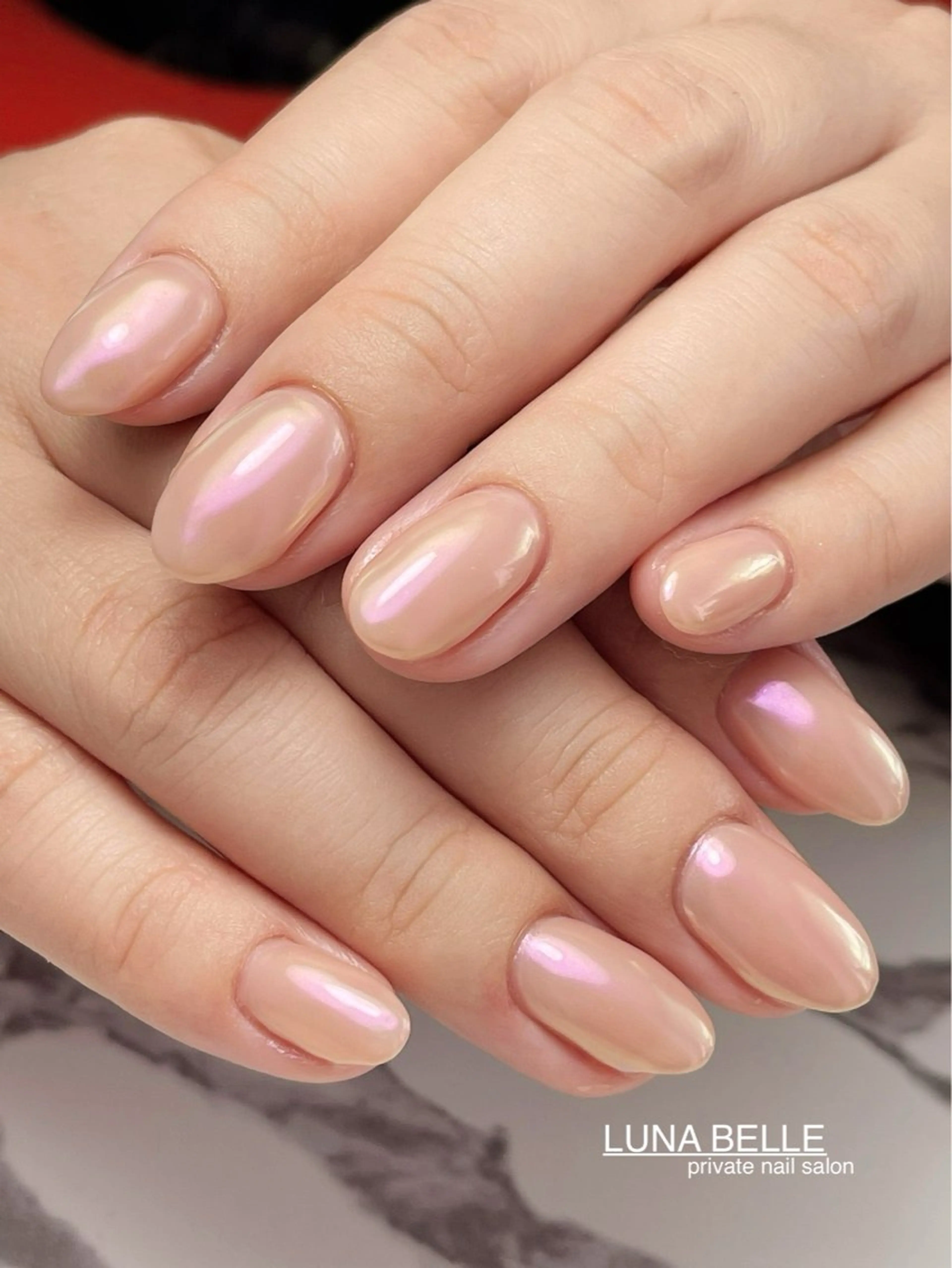 ネイル オーロラネイル ワンカラーネイル ハンドネイル LUNA BELLEのネイルデザイン