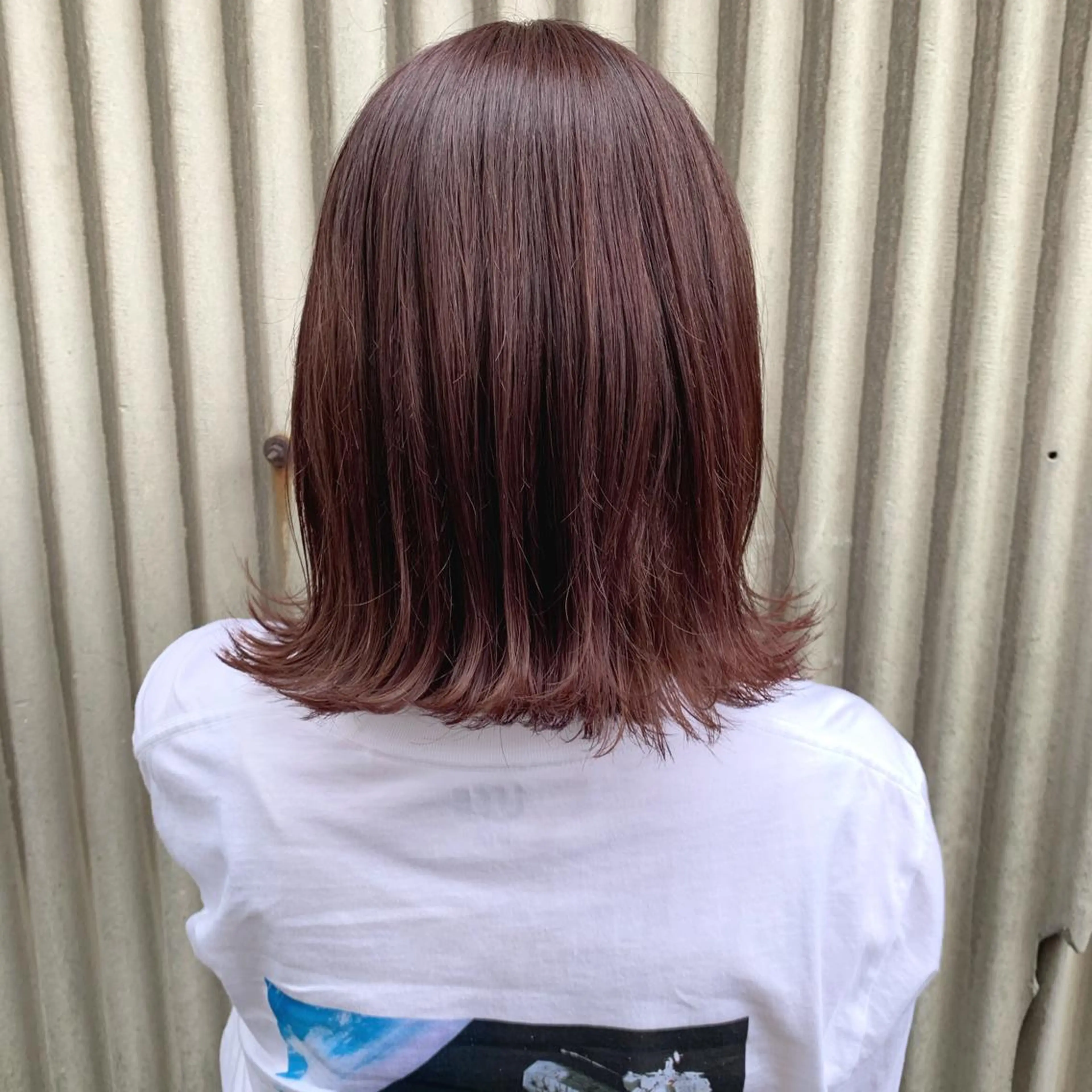 ミディアム カラー レッドカラー 野々村 朋美のヘアスタイル