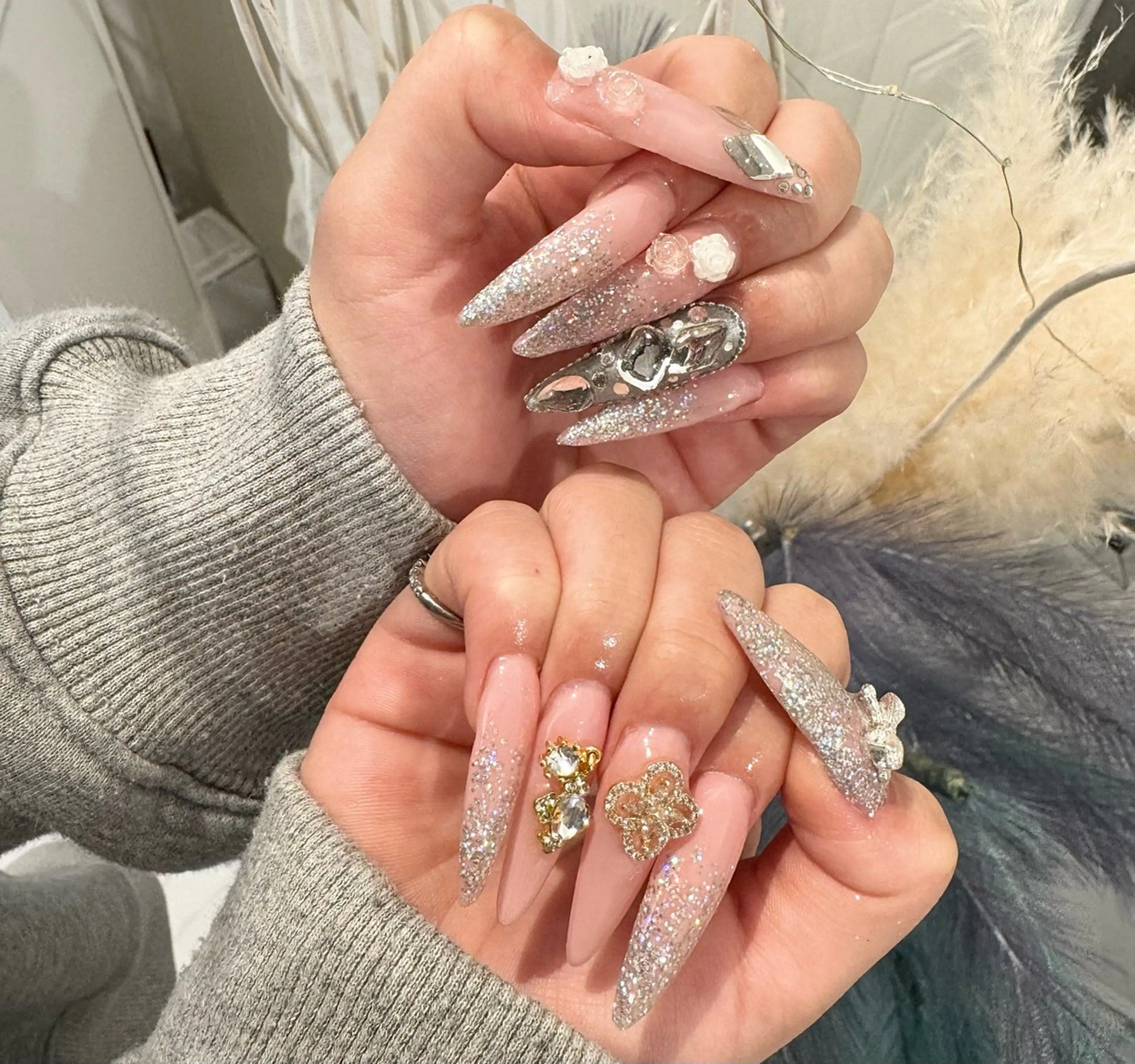 メンズ ネイル 長さ出し メンズネイル リボン ネイルチップ ハンドネイル マイムネイル所属・MIMnail メンズネイリストのネイルデザイン