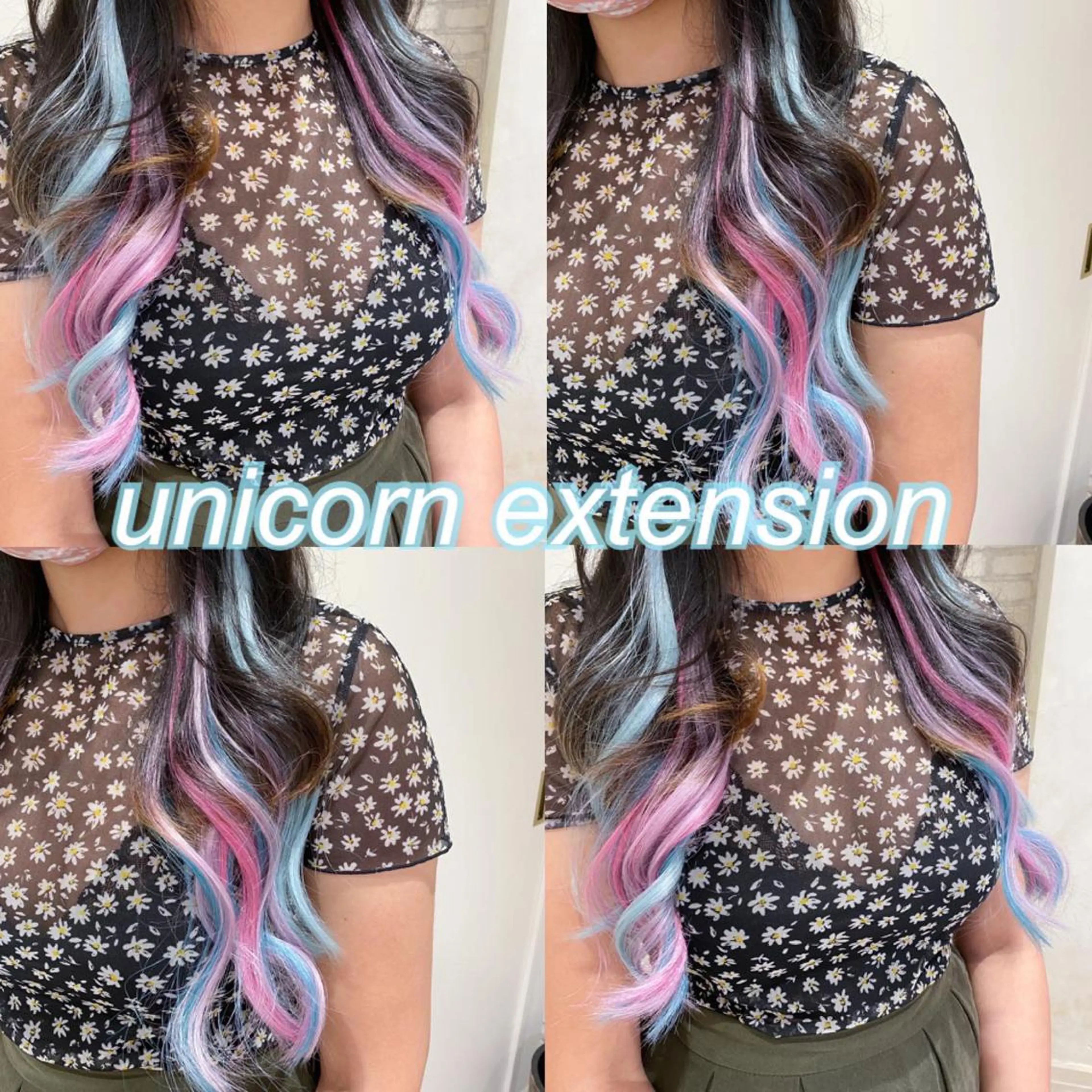 セミロング カラー ユニコーンカラー エクステ 横浜🍒ルーツカラー エクステ／RIEのヘアスタイル
