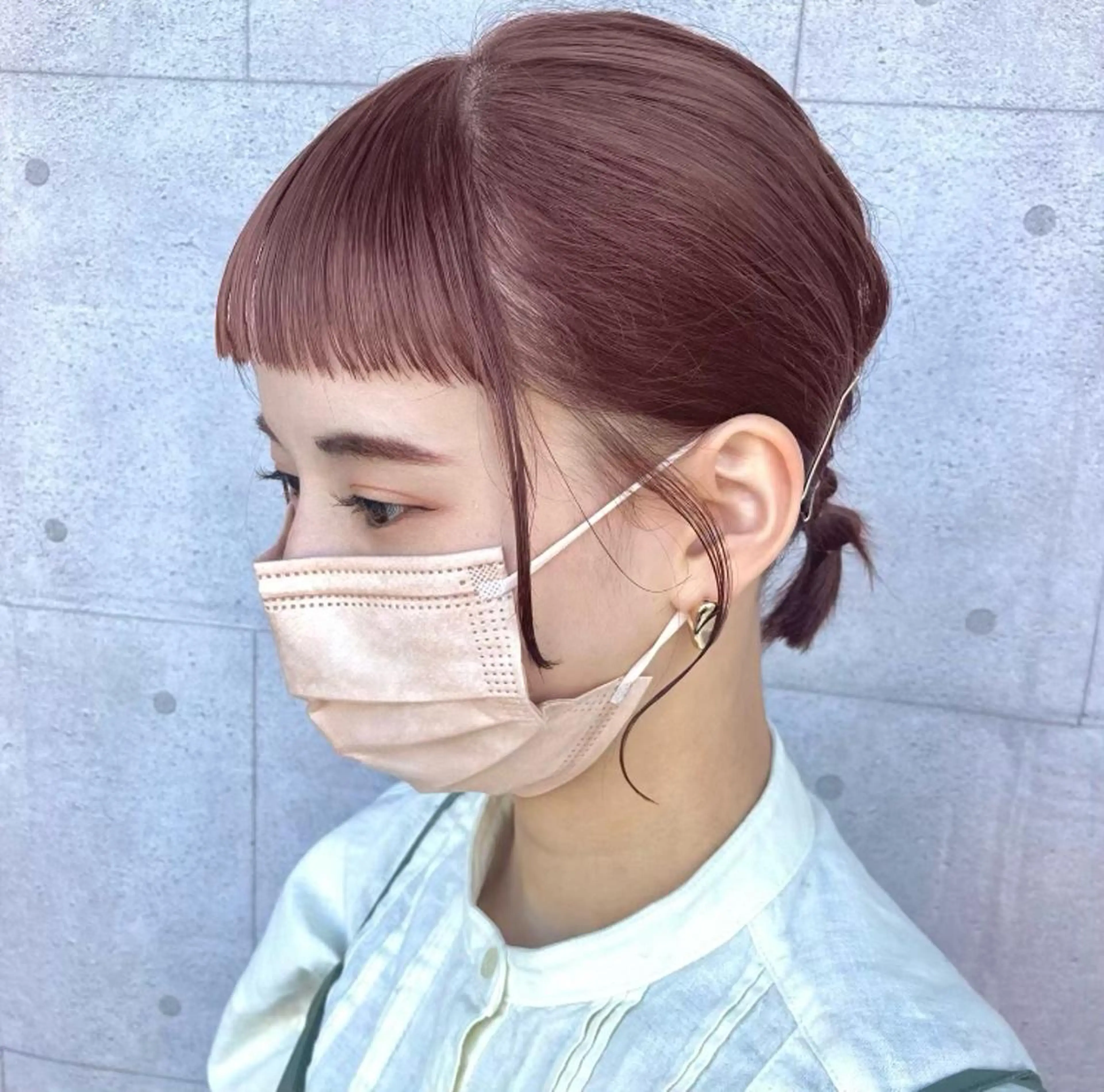 ミディアム カラー 暖色/艶髪/ボブ/ ショート/Ayaのヘアスタイル