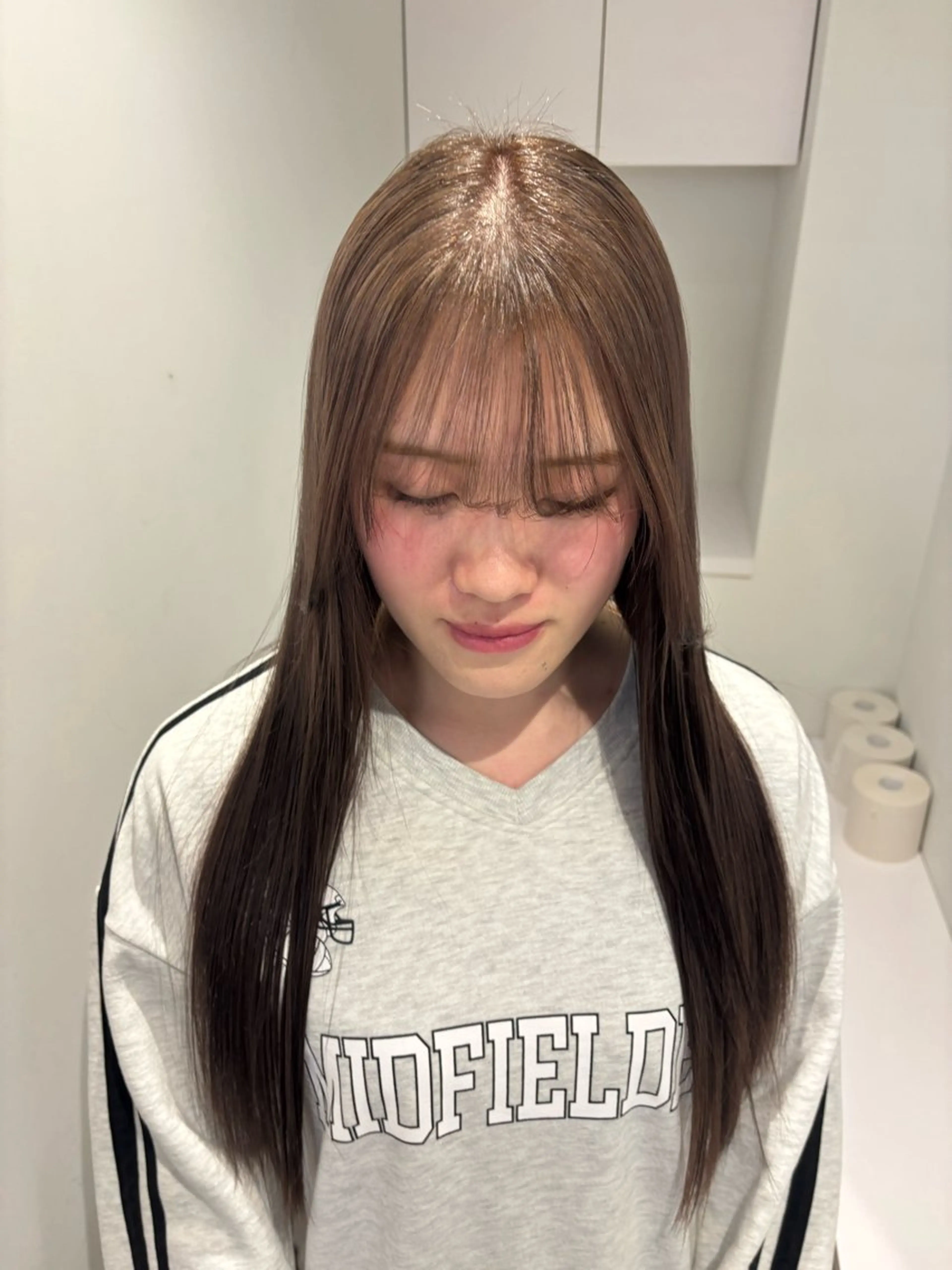 ロング リン🔔ボブ cut ベージュカラー🤎のヘアスタイル