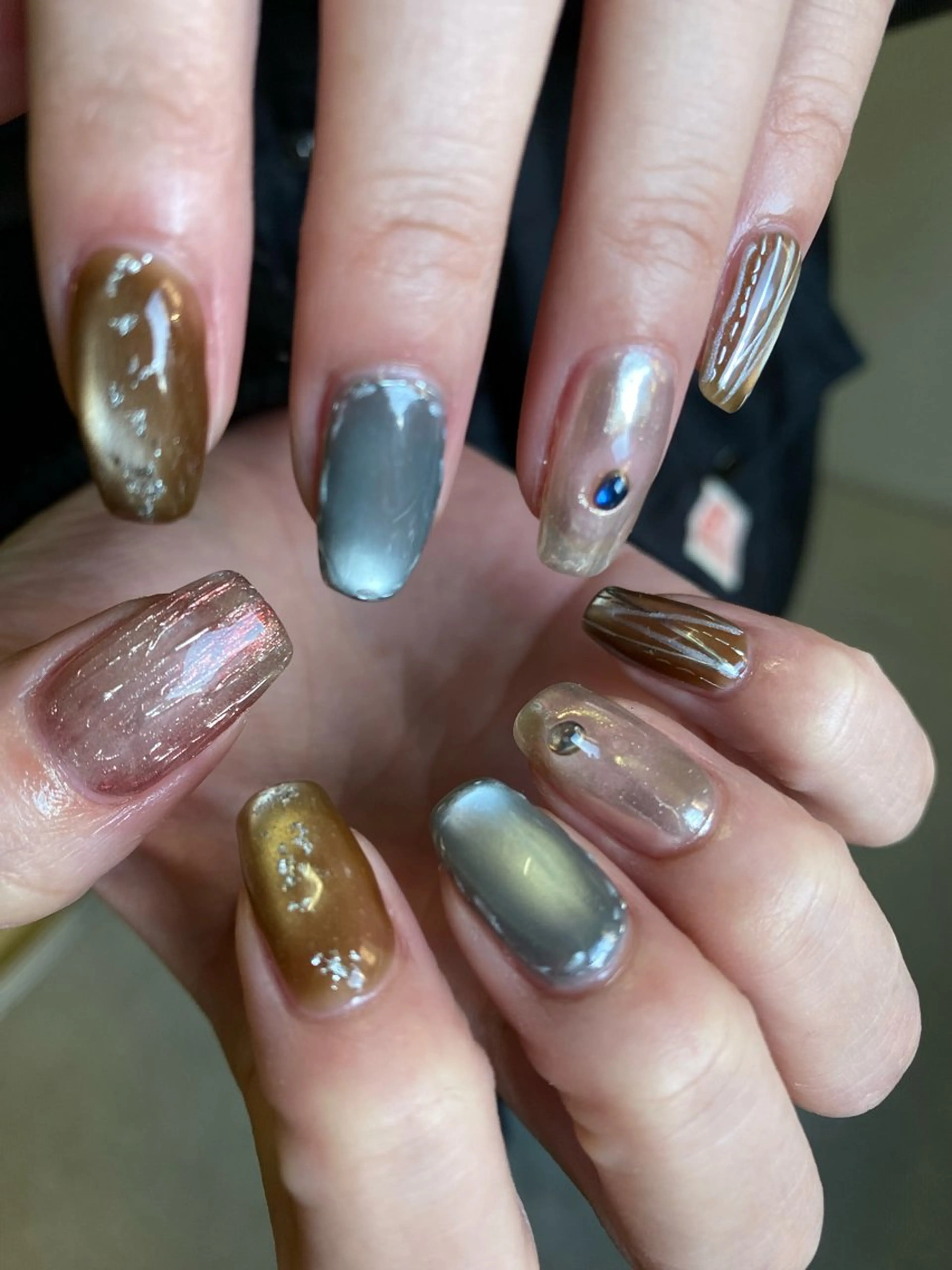 ネイル ジェルネイル マグネットネイル 持ち込み ニュアンスネイル ワンカラーネイル ハンドネイル 草加ニュアンスネイル 🌚hersのネイルデザイン