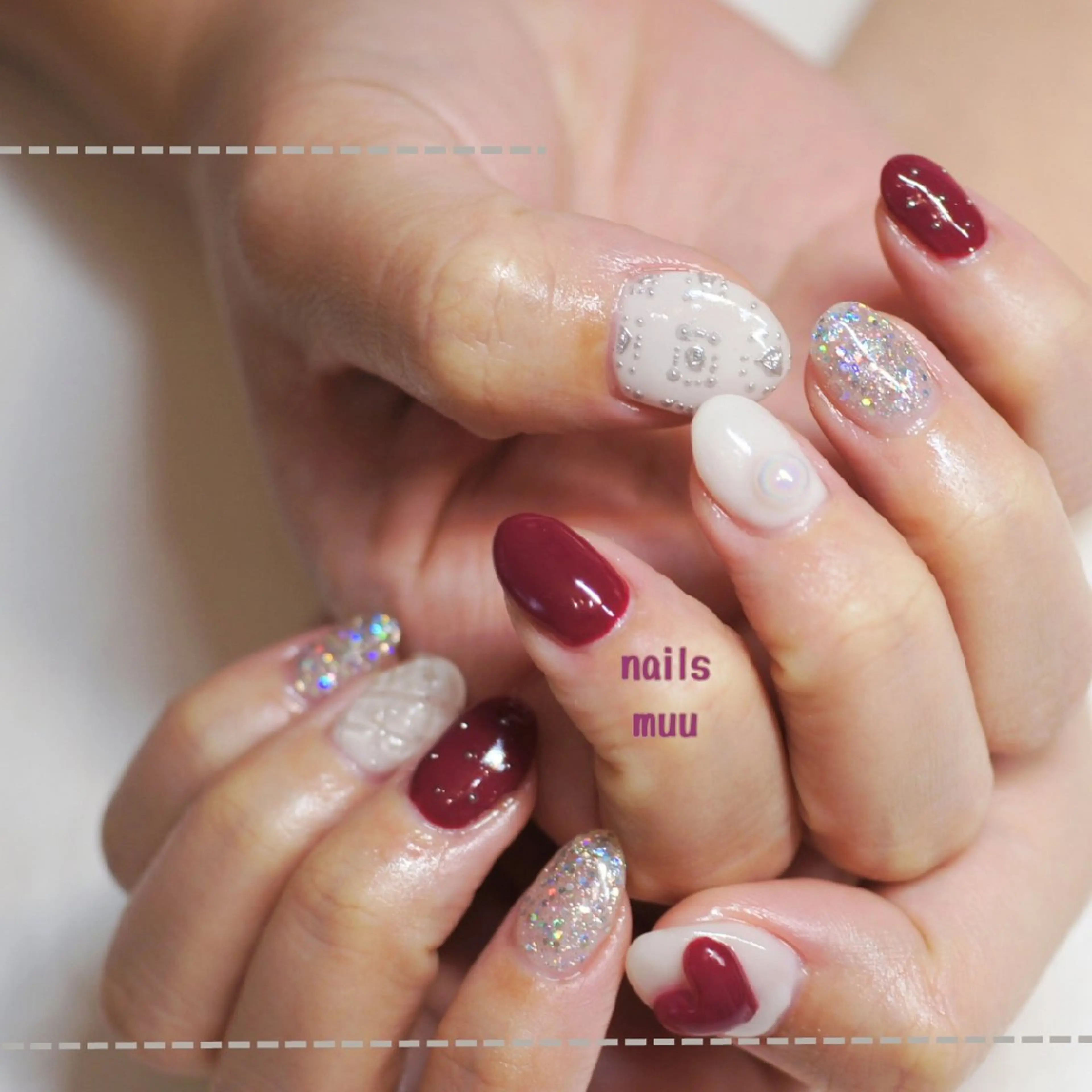 ネイル ハート ハンドネイル nails muu まゆのネイルデザイン