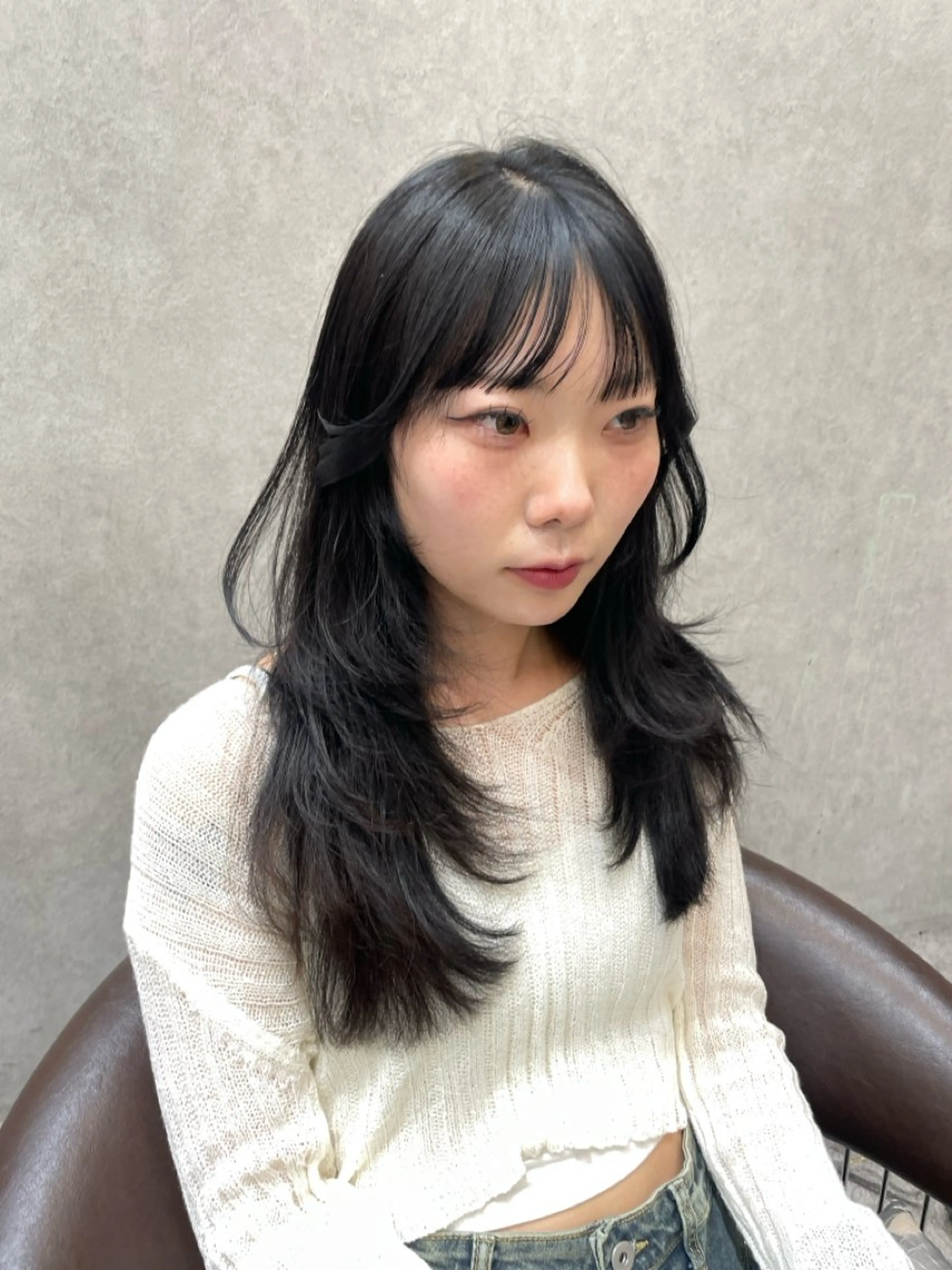 セミロング カット ヘアカラー MOE 福岡韓国ヘア✧︎のヘアスタイル