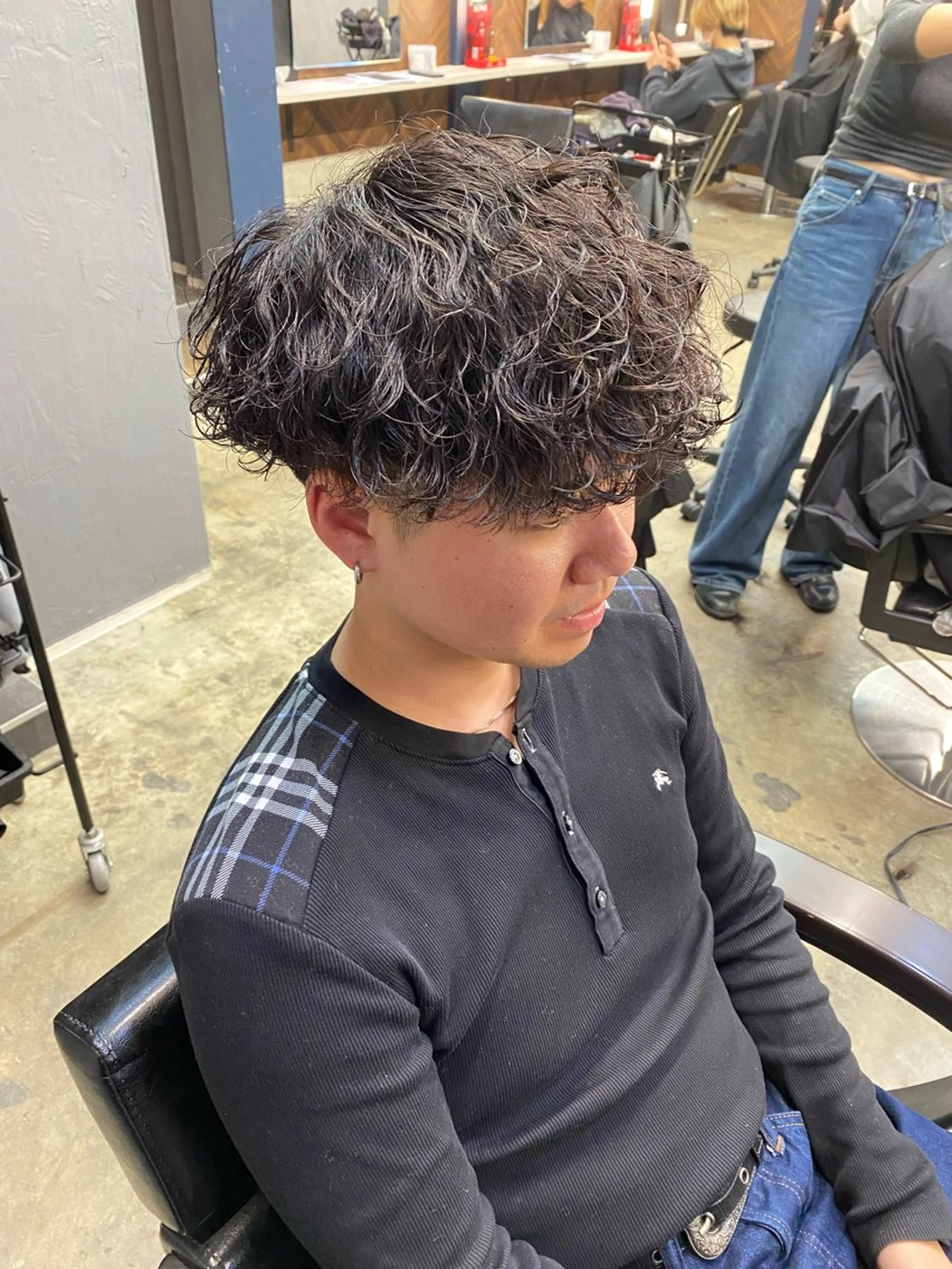 ショート パーマ メンズ メンズパーマ 波巻きパーマ くせ毛 カット パーマ PEYP prod ICON所属・パーマ/ケアブリーチ /博多/YOSUKEのヘアスタイル