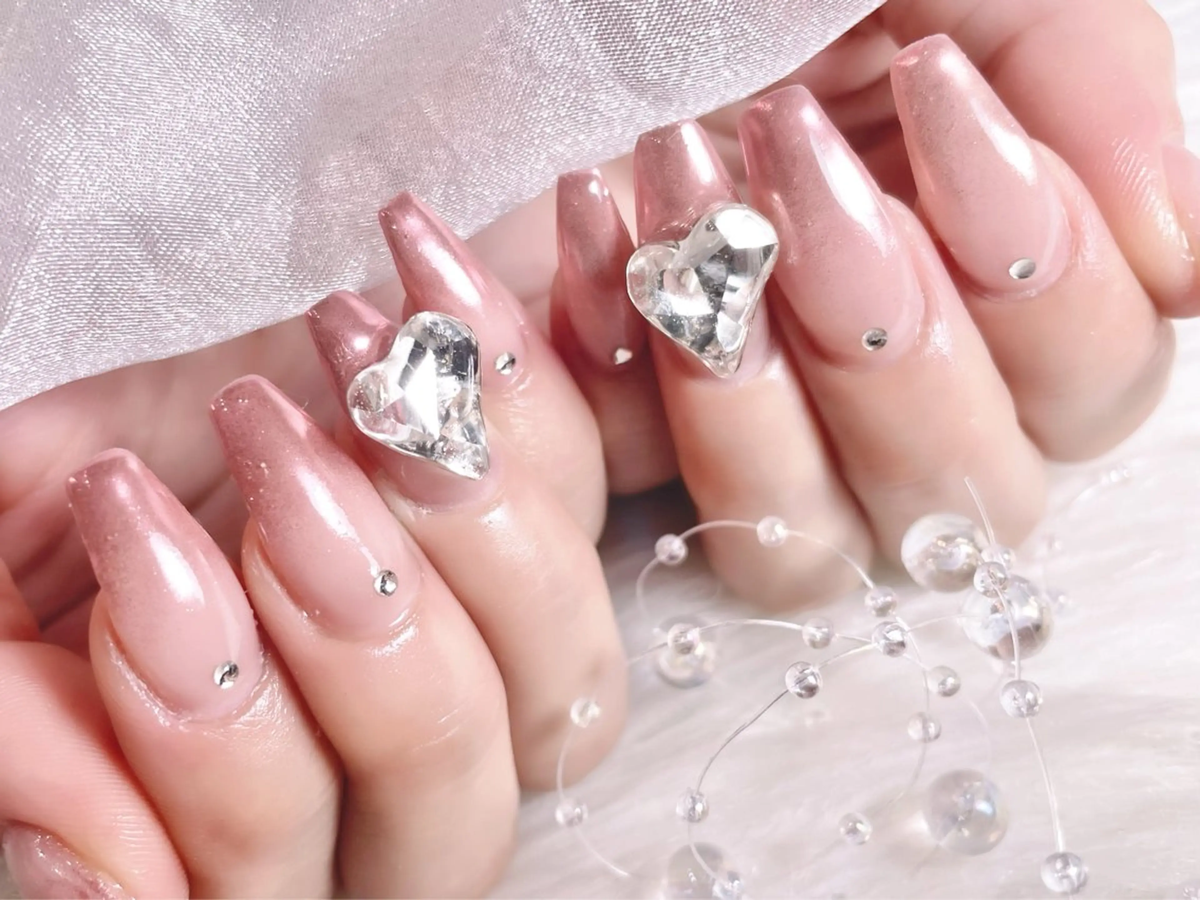 ネイル ジェルネイル ミラーネイル パラジェル ワンホンネイル ハンドネイル ゆりか ジョアアンジェ福島のネイルデザイン