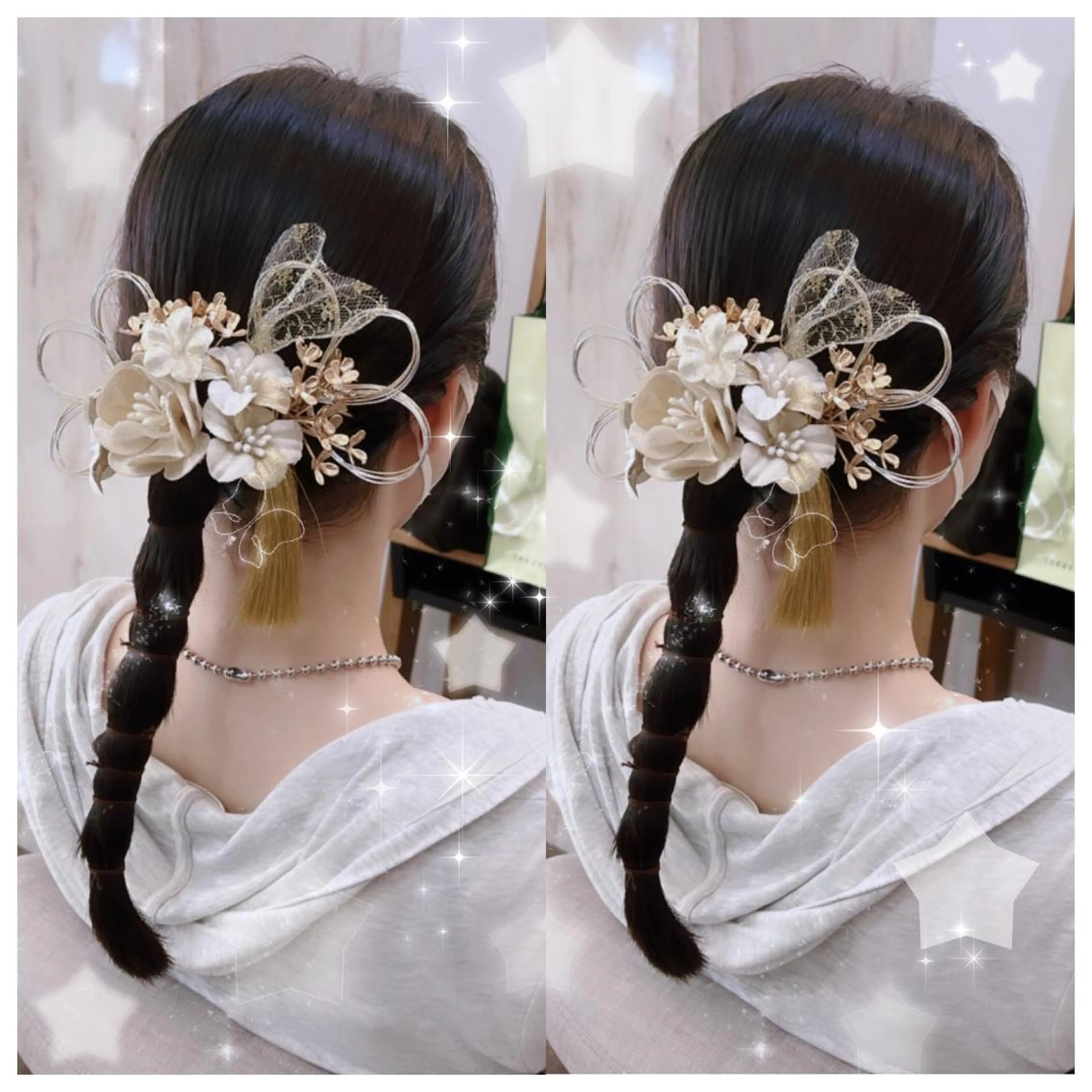 ヘアアレンジ 結婚式・ブライダル シールエクステ エクステ 卒業式のヘアスタイル 髪飾り セキグチ💞 lilaのマツエク・マツパデザイン