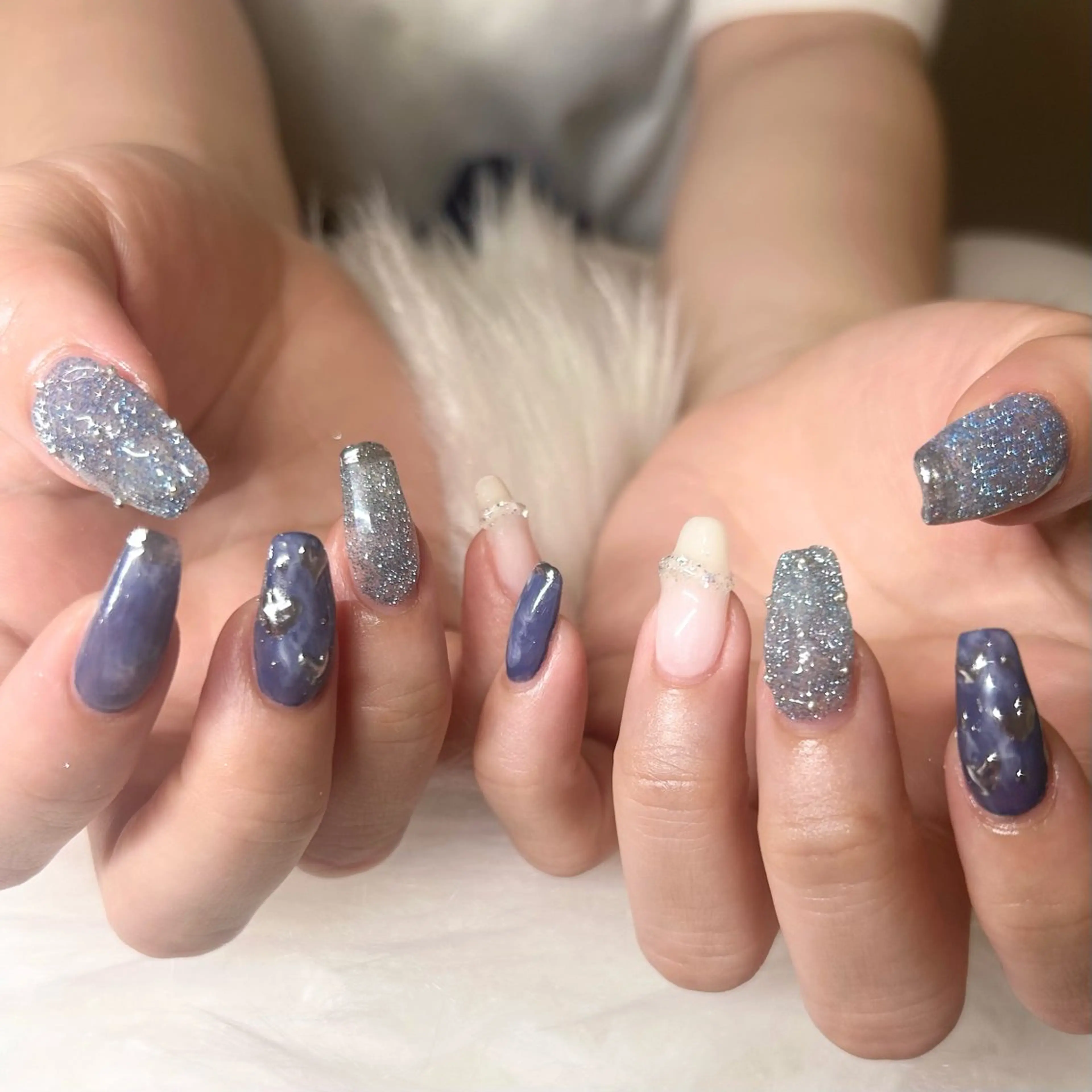 ネイル フラッシュネイル ミラーネイル ハンドネイル 天野 希綾のネイルデザイン