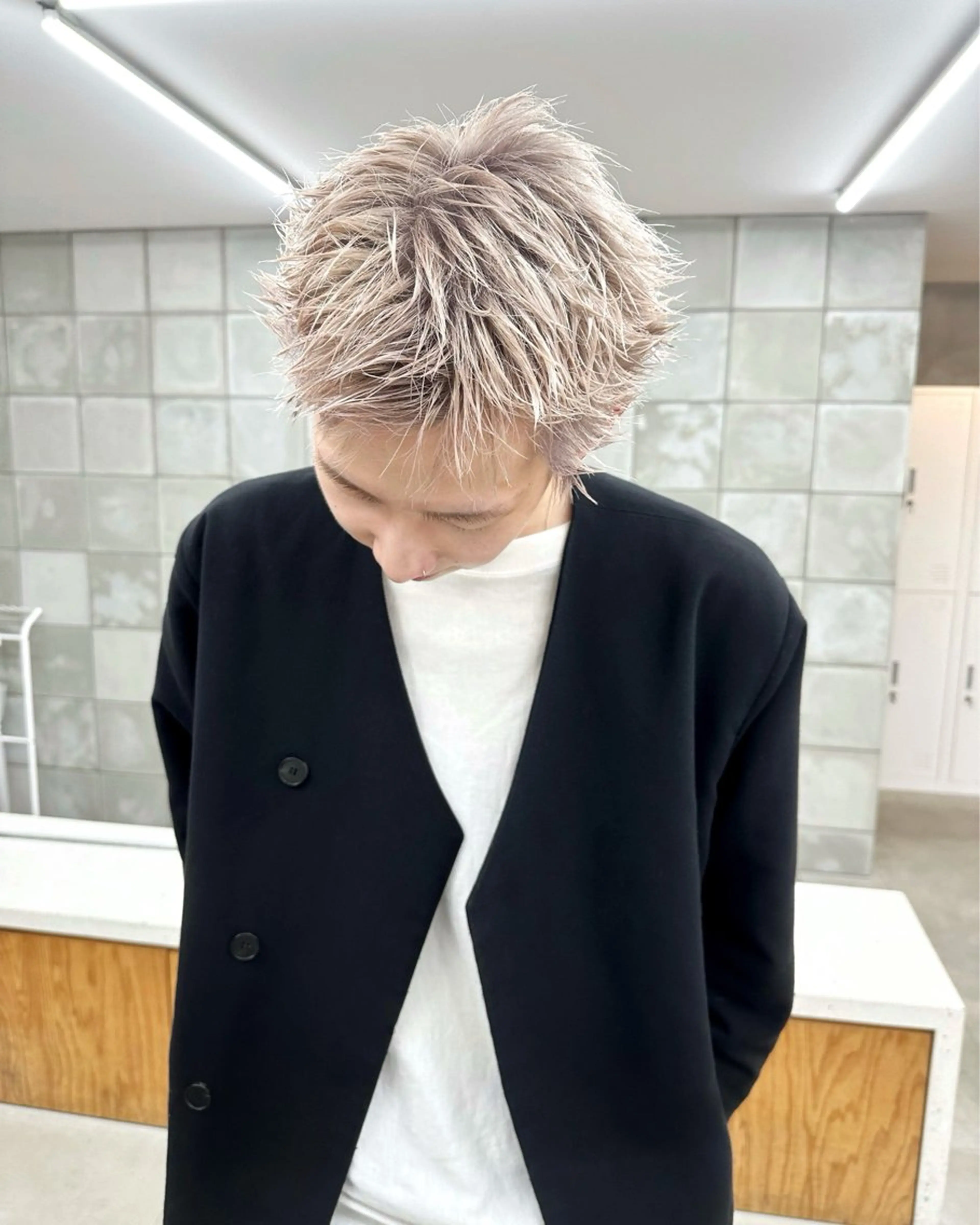 ショート カラー ベリーショート ベージュカラー ブロンド ブロンドベージュ ハイトーンカラー カット ヘアカラー パーマ /レイヤー 榛地渉馬 /矢場町のヘアスタイル