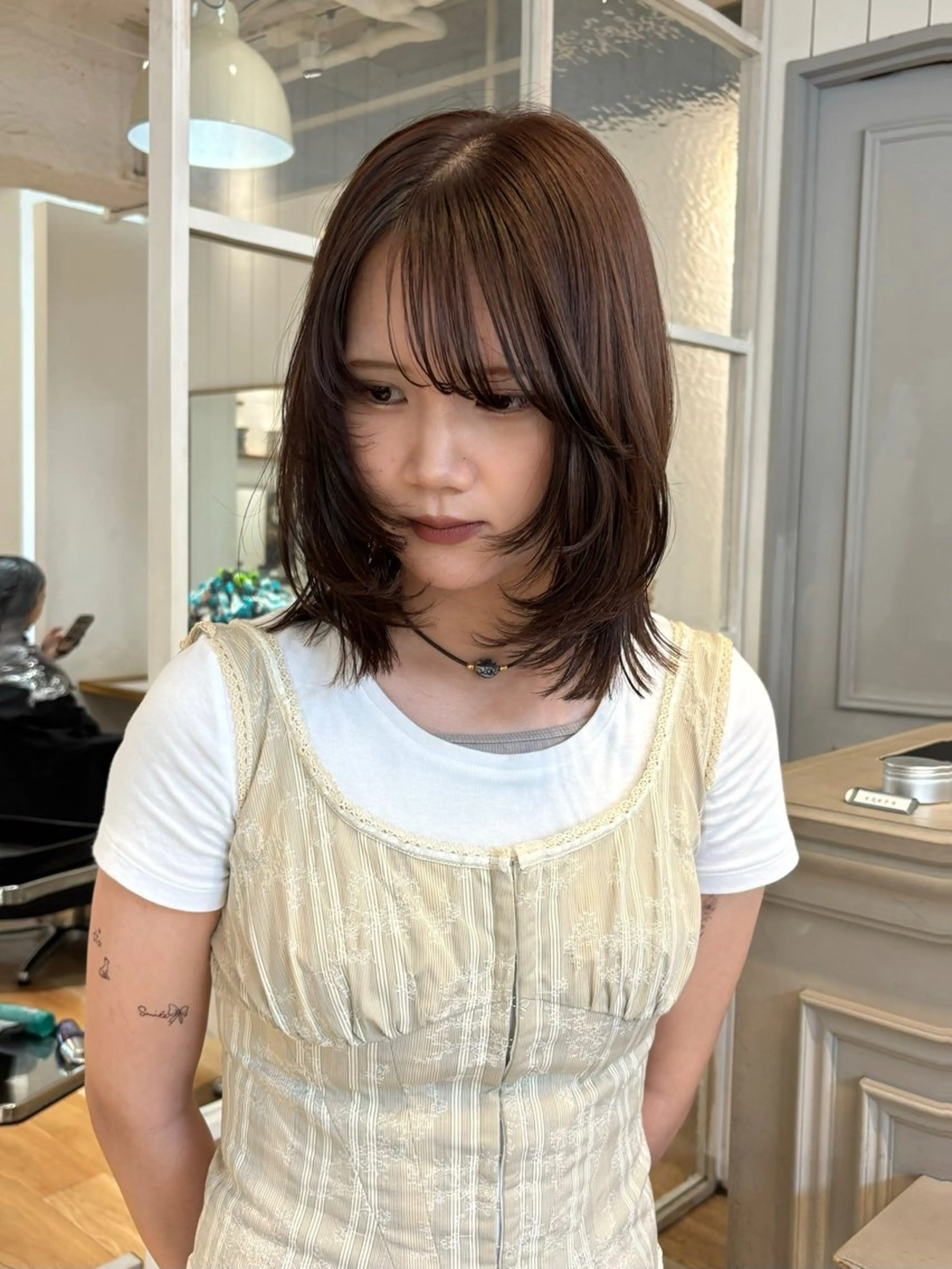 ショート カラー ヘアカラー トリートメント オリーブ/縮毛♡ Natsuno🩰のヘアスタイル