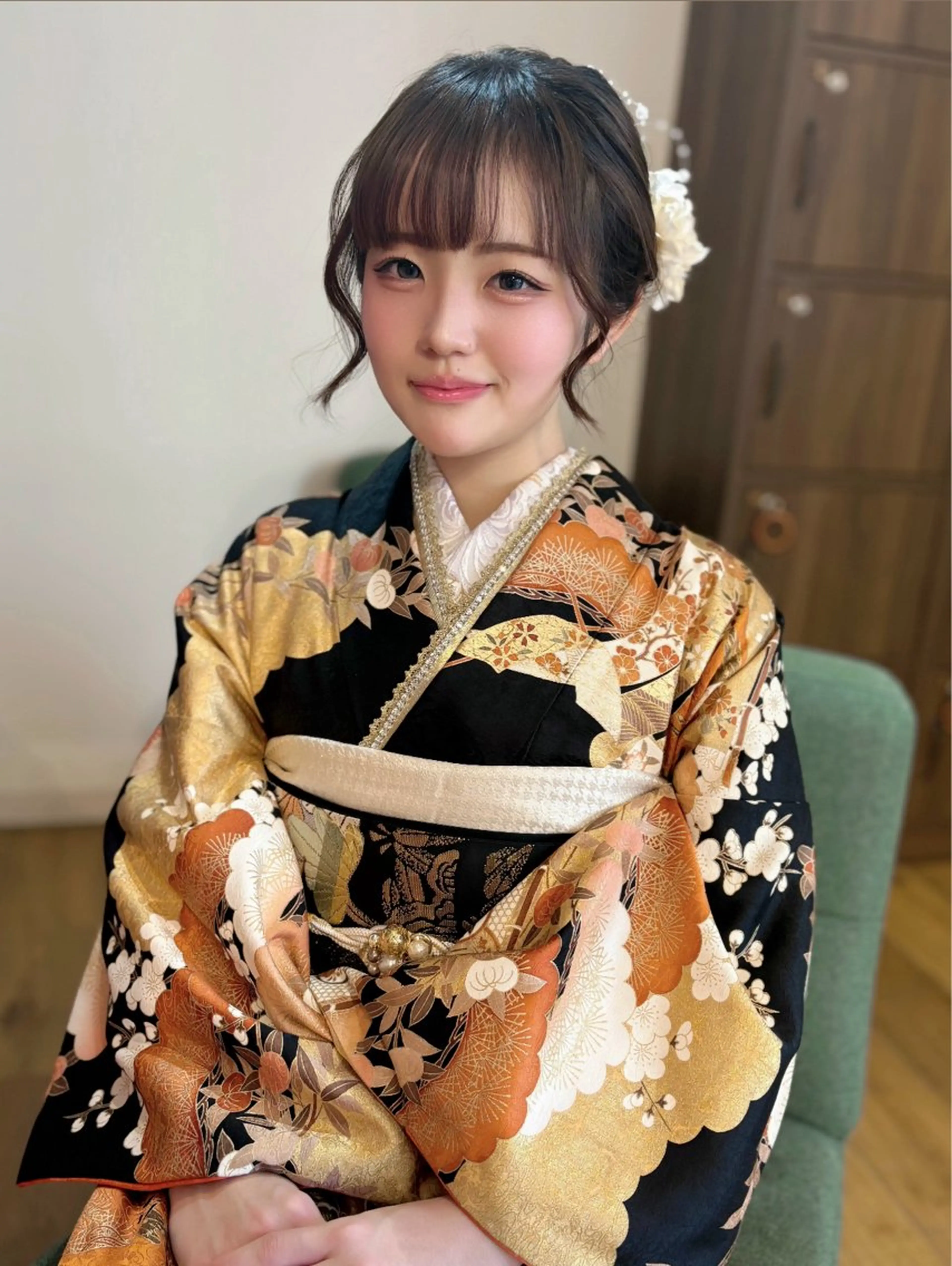 セミロング ヘアアレンジ ハーフアップ 結婚式・ブライダル デート 𝘈𝘐𝘙𝘐♡ レイヤーカットのヘアスタイル