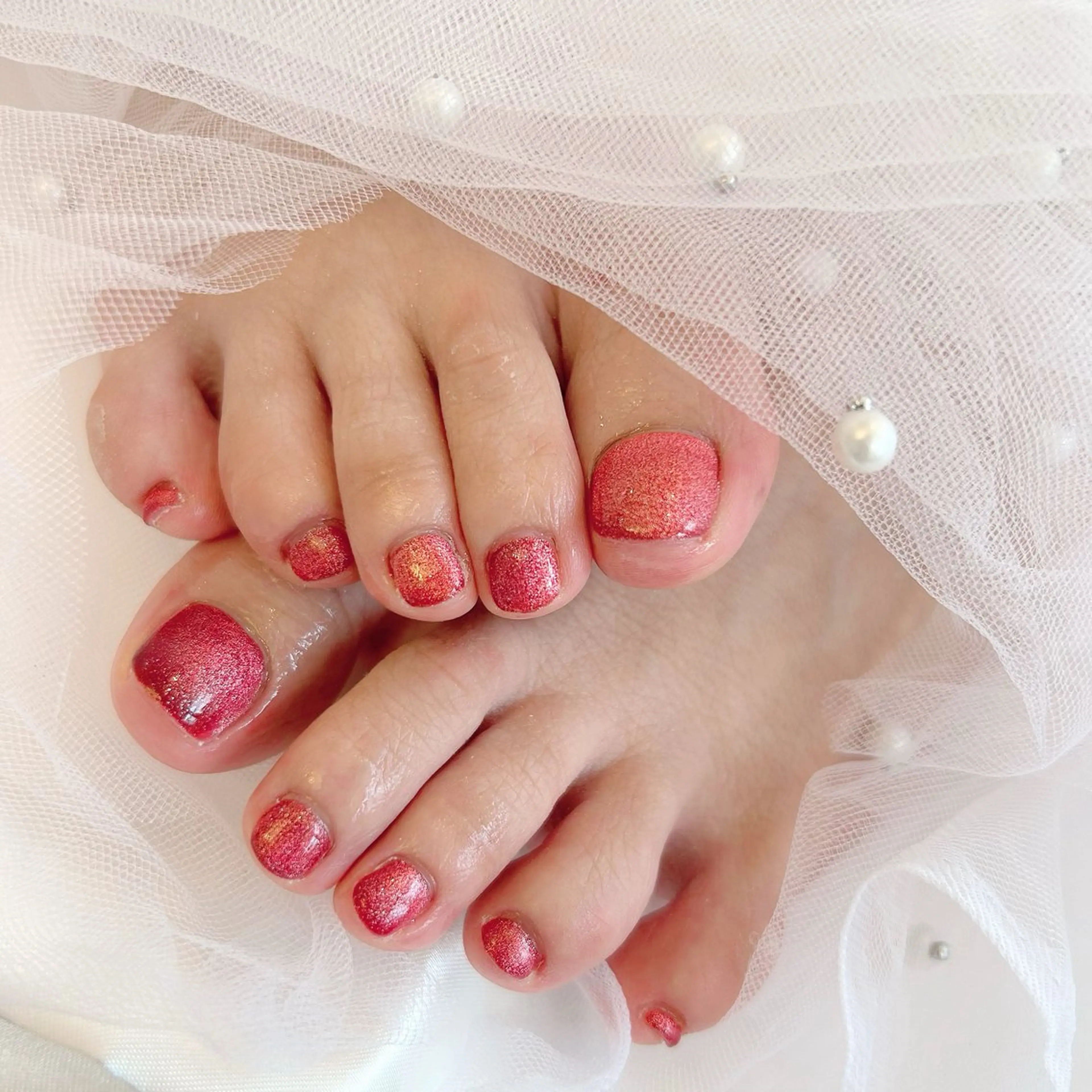 【12/22.23限定✨】Foot👣マグネットorミラー,オーロラワンカラー🌈ジェルオフ有無どちらでも◎の写真