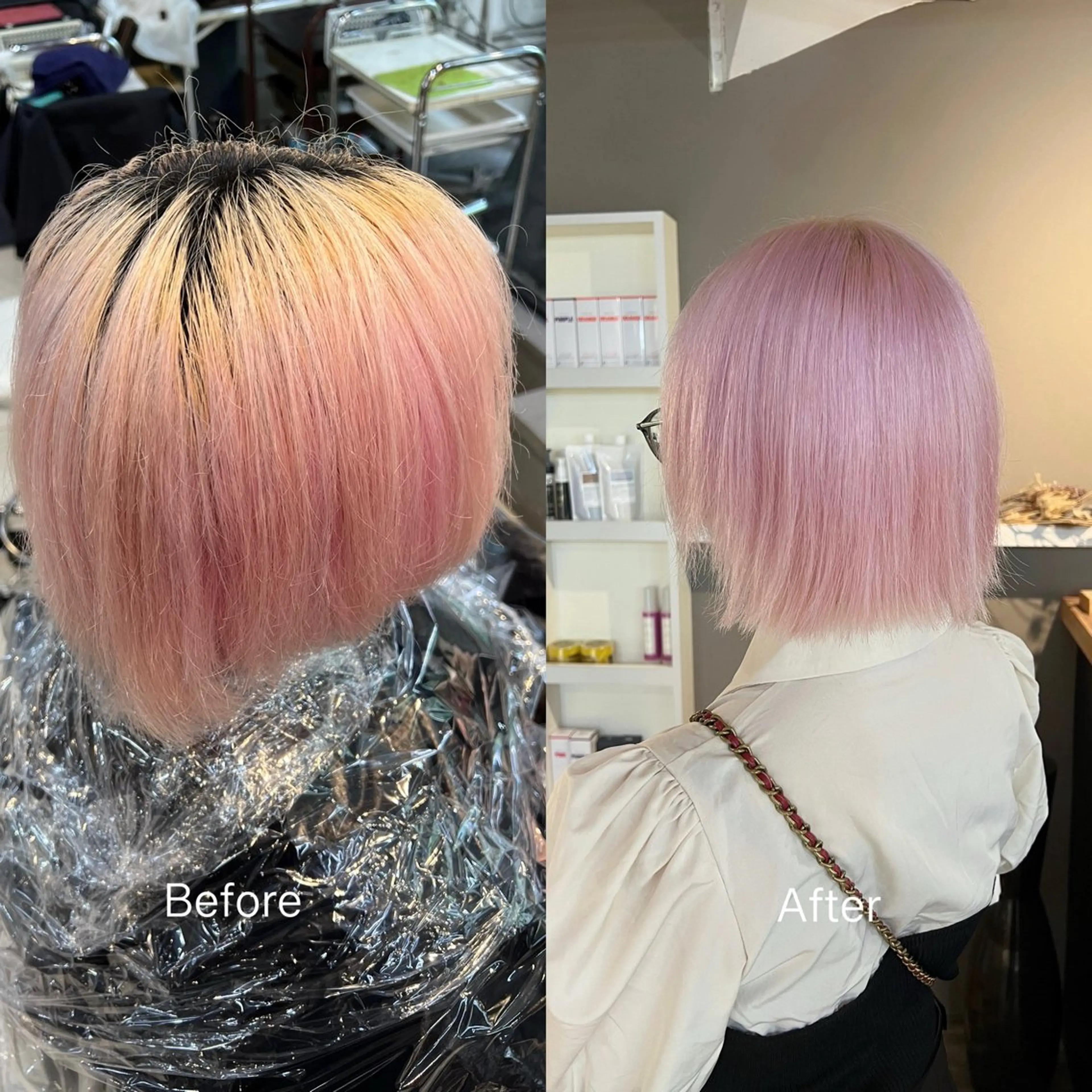 ミディアム カラー ピンクカラー ホワイトピンク daiki 原宿のヘアスタイル