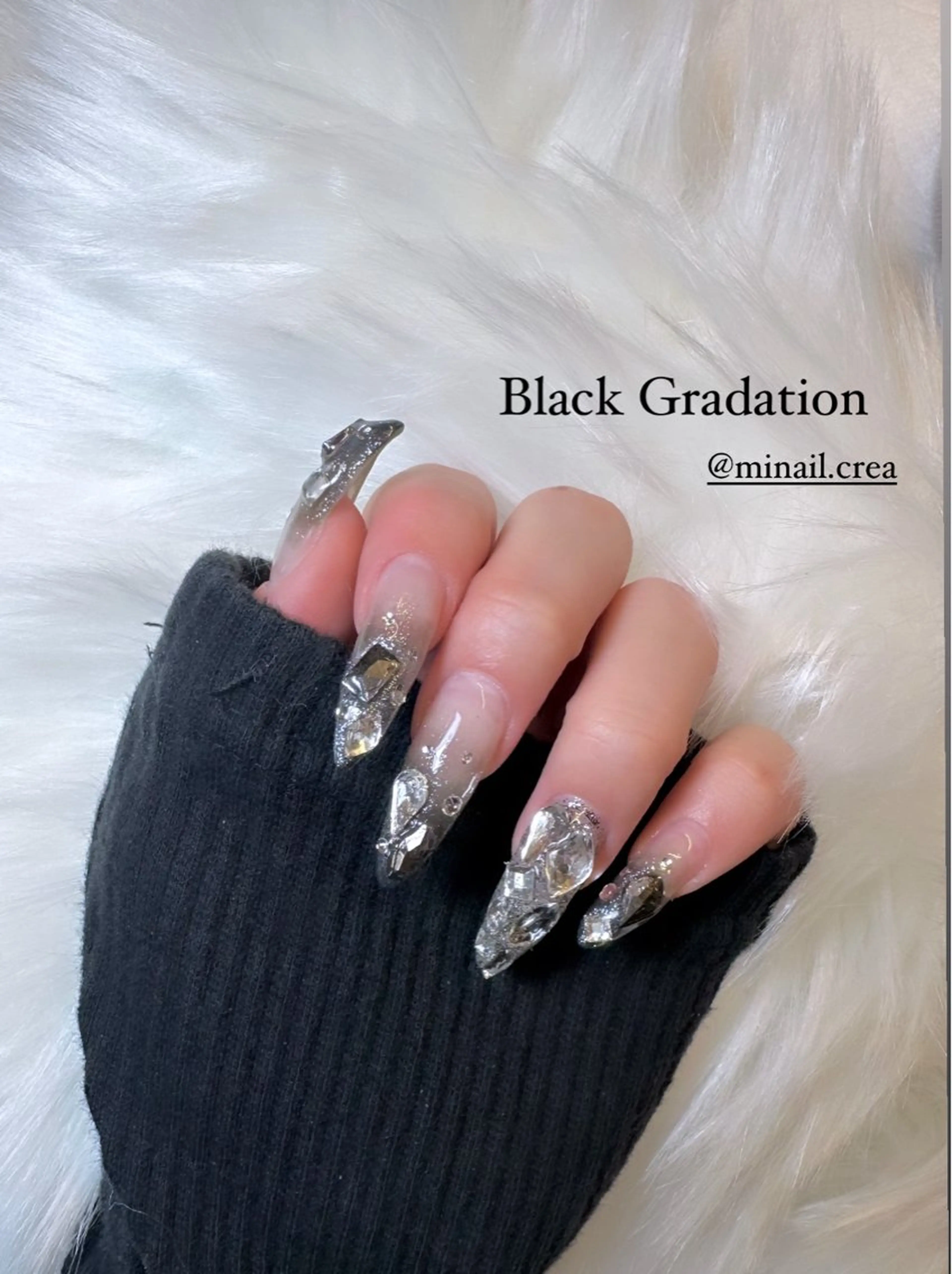 ネイル 長さ出し ジェルネイル キラキラネイル ロングネイル スカルプネイル CRéA　-private nailsalon-所属・CReA nailのネイルデザイン