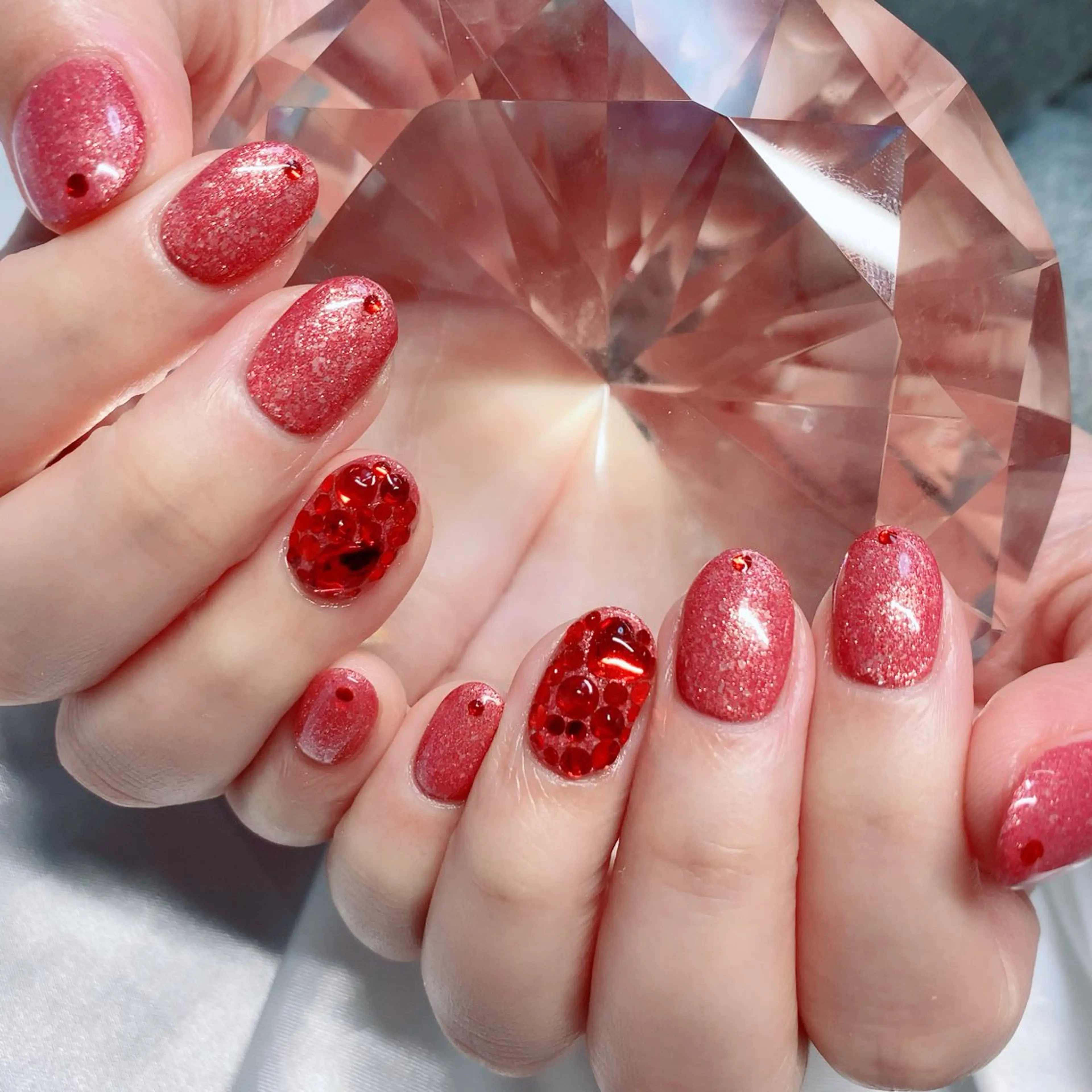 ネイル オーロラネイル フレンチネイル キラキラネイル 韓国ネイル ピンク ハンドネイル Lance nailのネイルデザイン