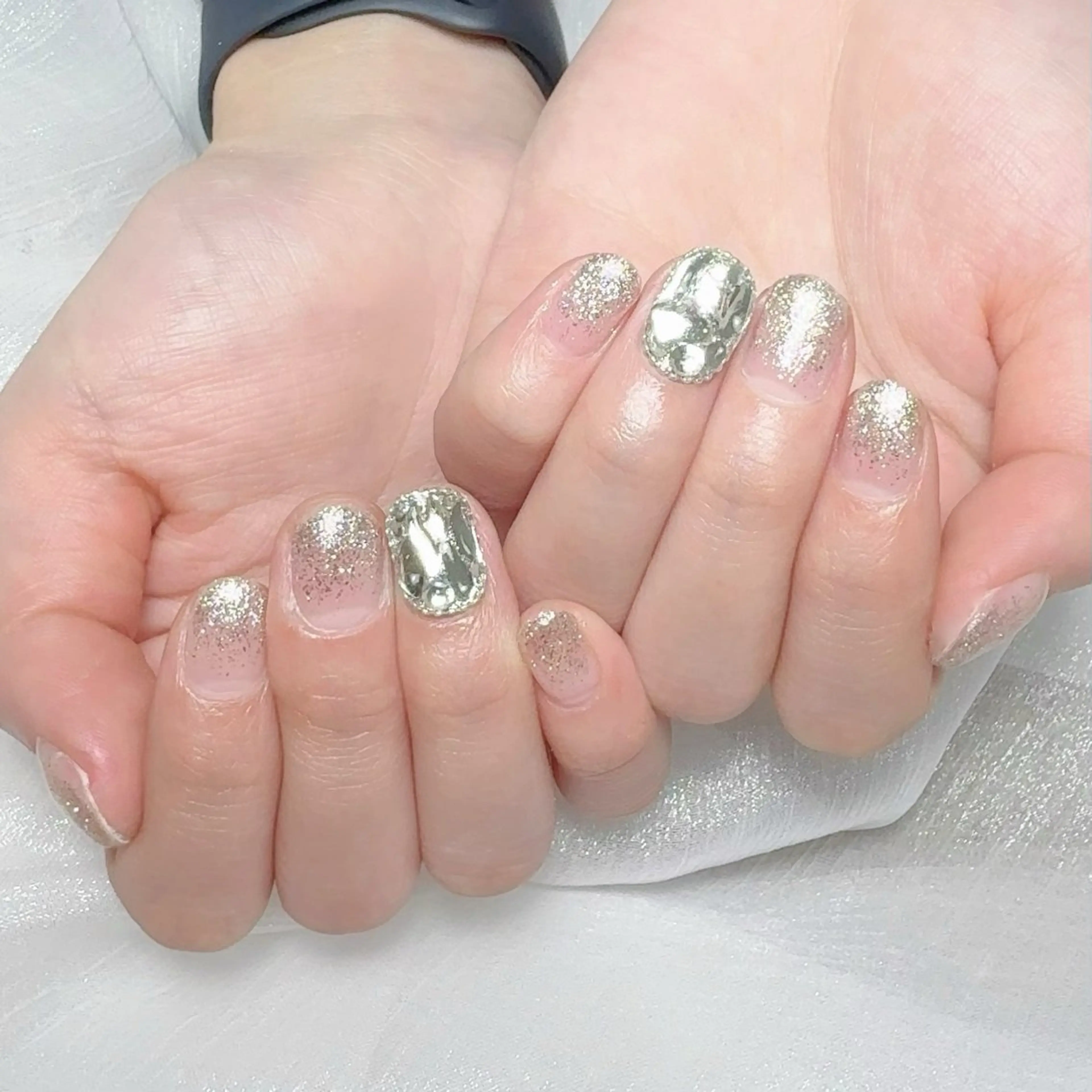 メンズ ネイル メンズ韓国風 アートネイル オーロラネイル ガーリー キラキラネイル ハンドネイル Nail salon 木にいるのネイルデザイン