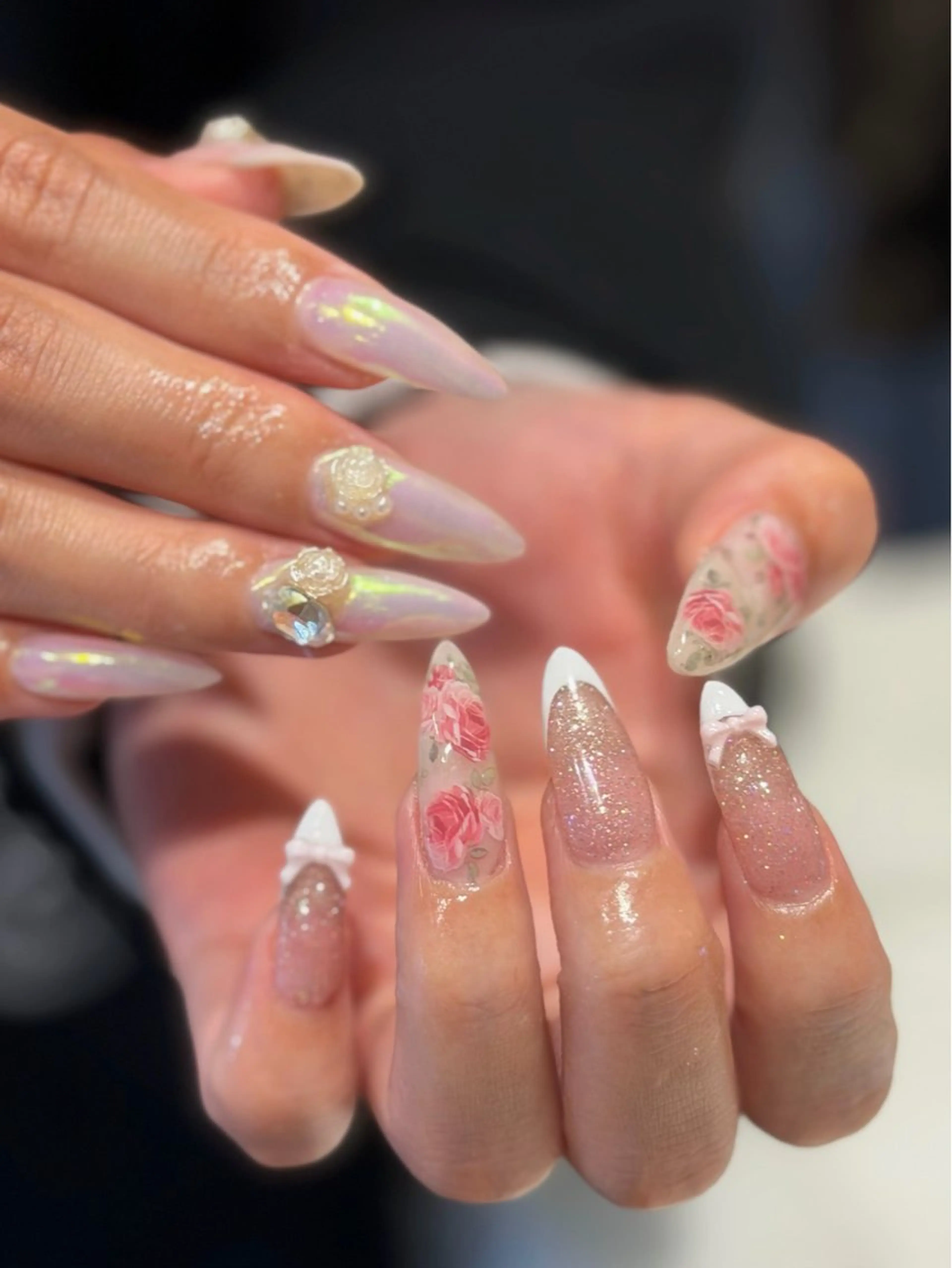 ネイル アートネイル 春ネイル nailsalon moe.所属・yume 大人ガーリーネイルのネイルデザイン
