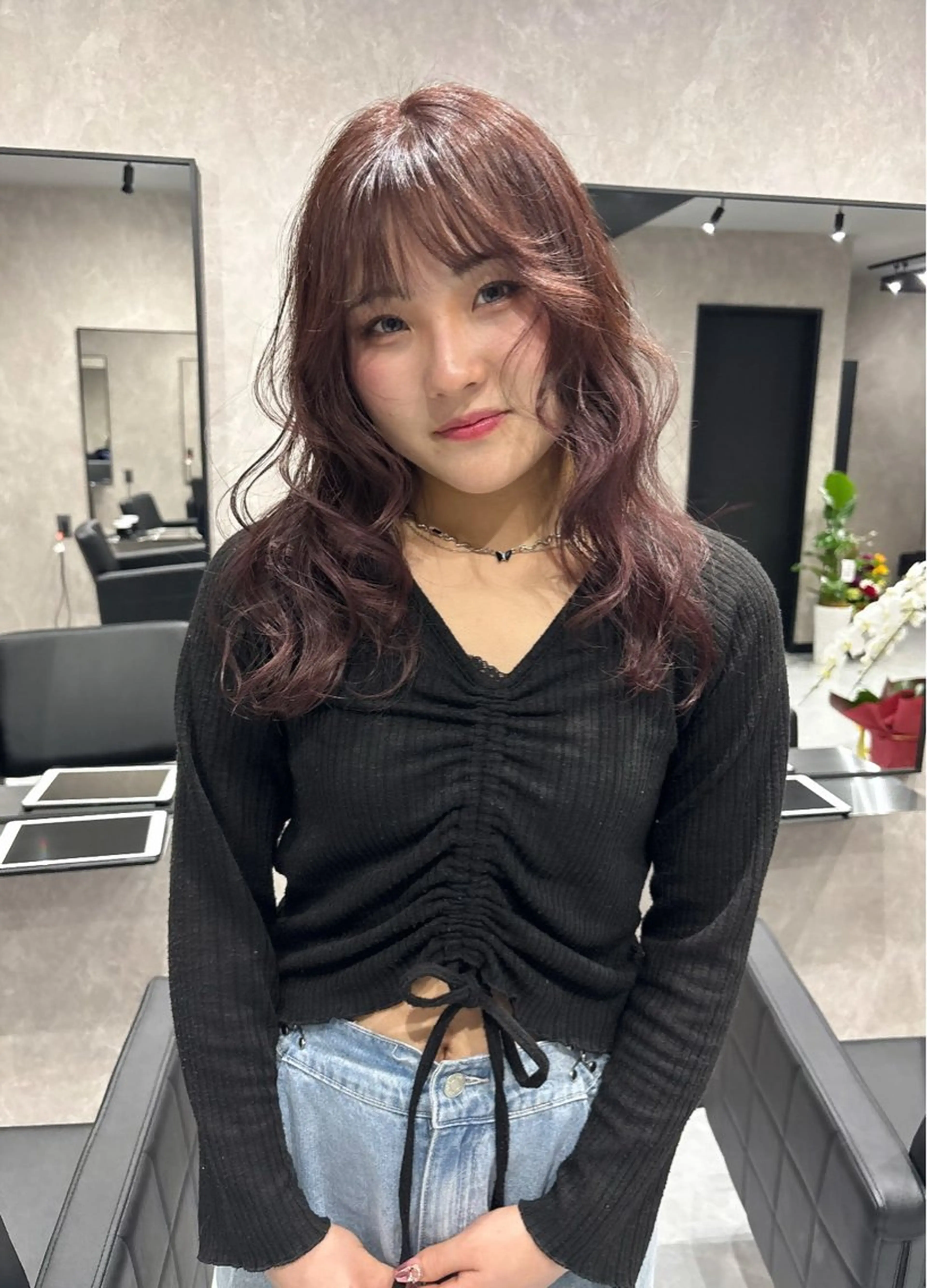 ロング カラー ヘアアレンジ ラベンダーカラー ピンクカラー ピンクラベンダー RiLU所属・小倉 明莉のヘアスタイル