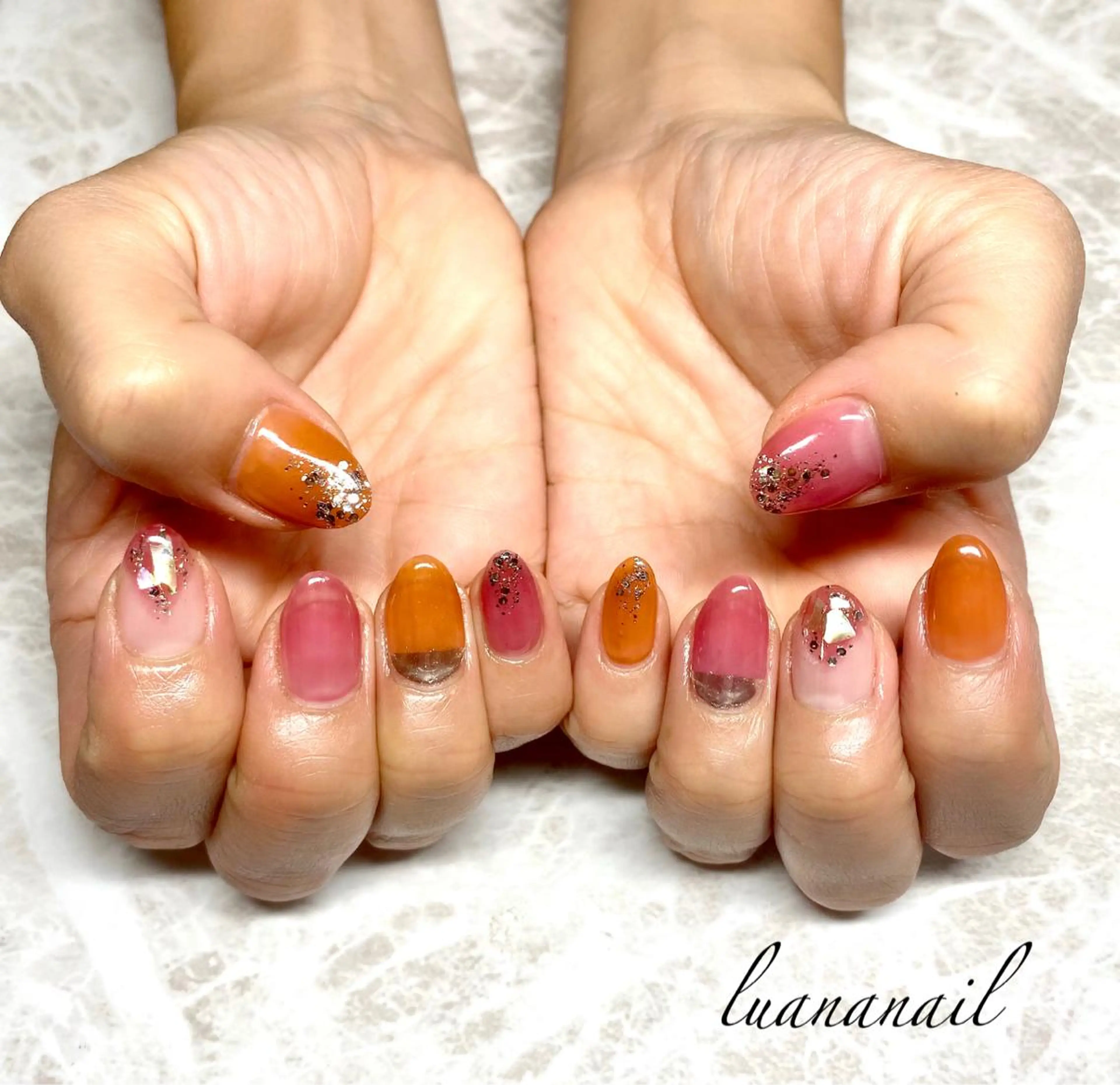 ネイル ラメ(グリッター) ミラーネイル luana nailのネイルデザイン