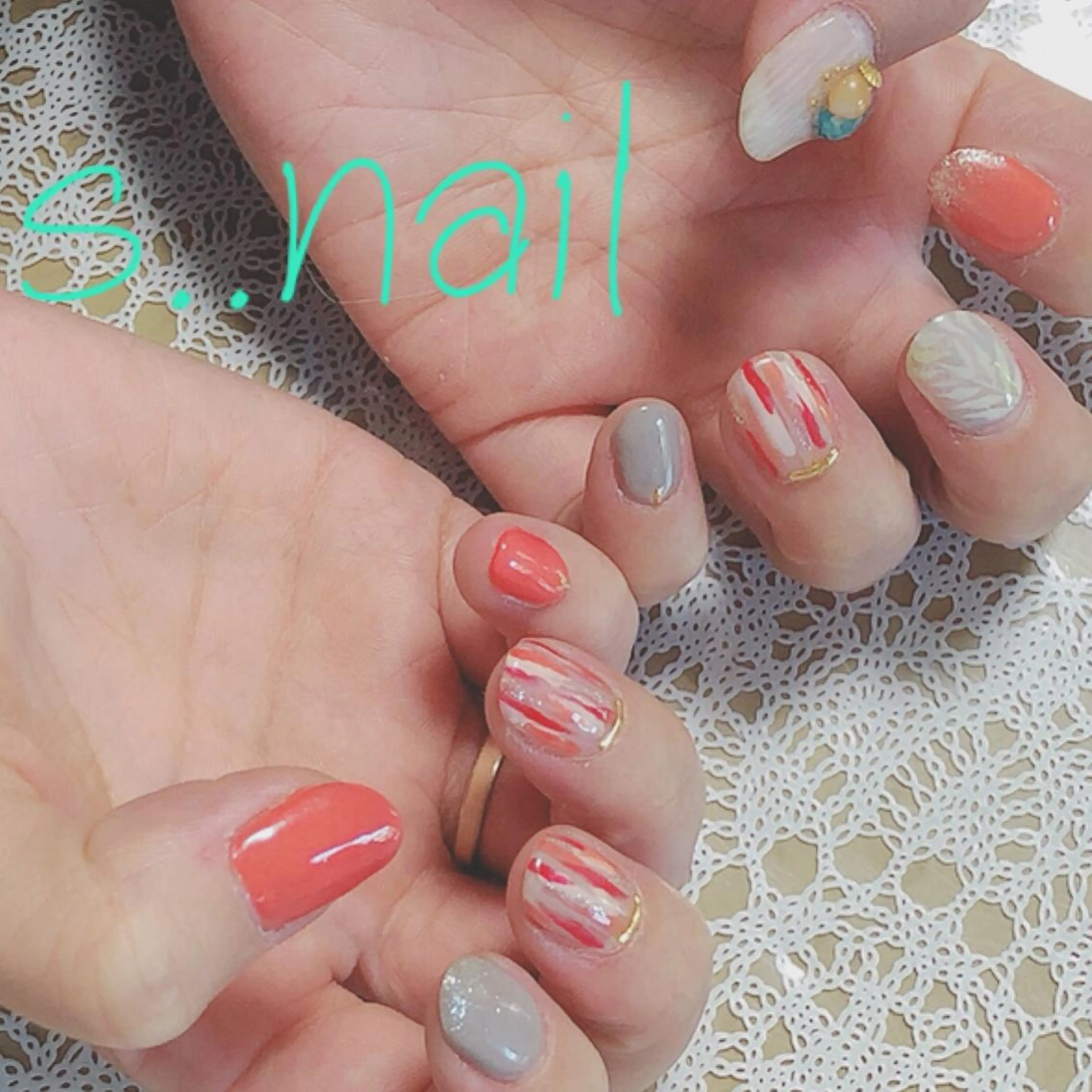 ネイル オレンジ ハンドネイル フットネイル s..nail / MORITAのネイルデザイン