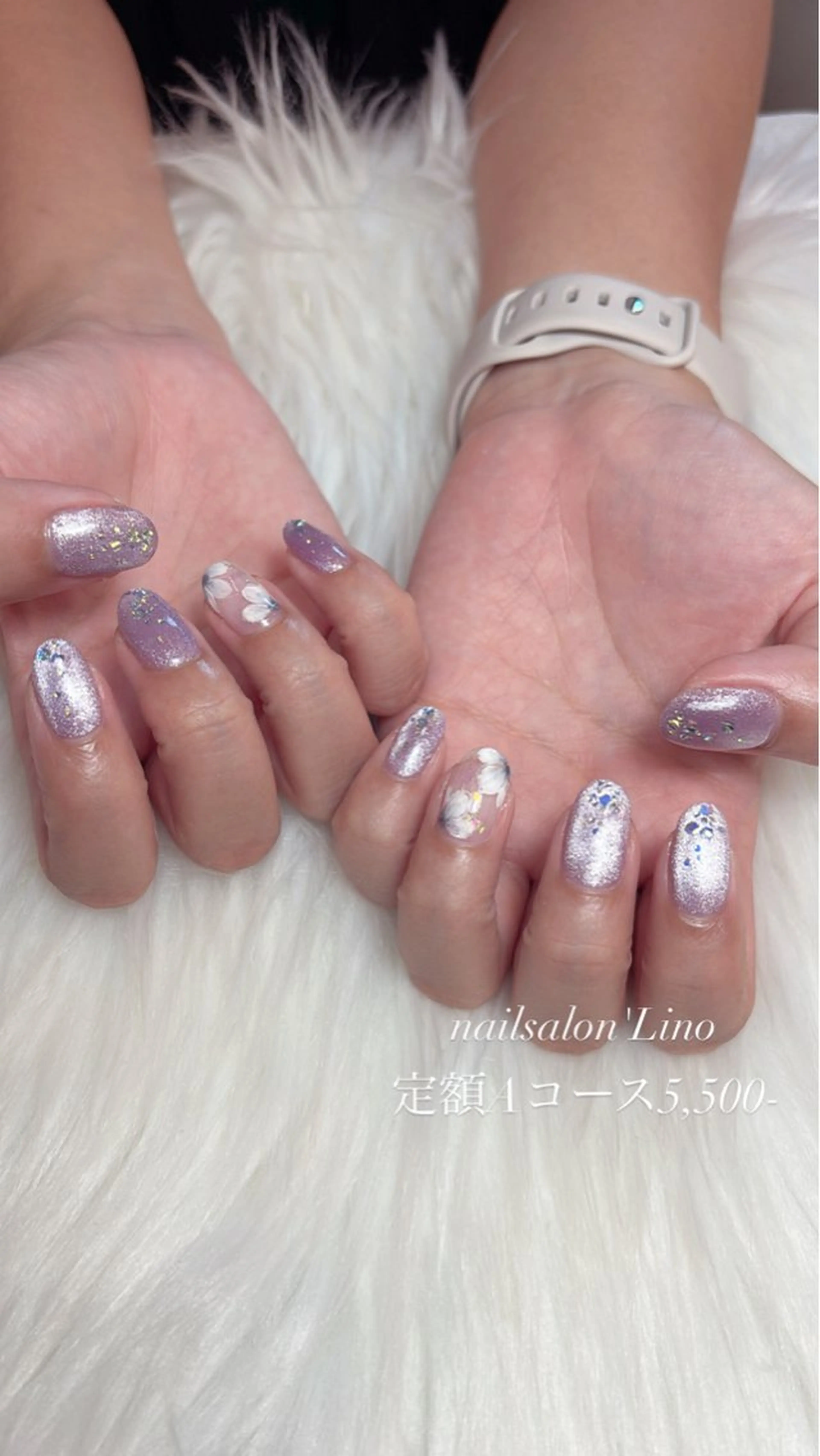 ネイル フラワーネイル ホログラムネイル マグネットネイル ハンドネイル Lino𓂃⟡.· Chizuruのネイルデザイン