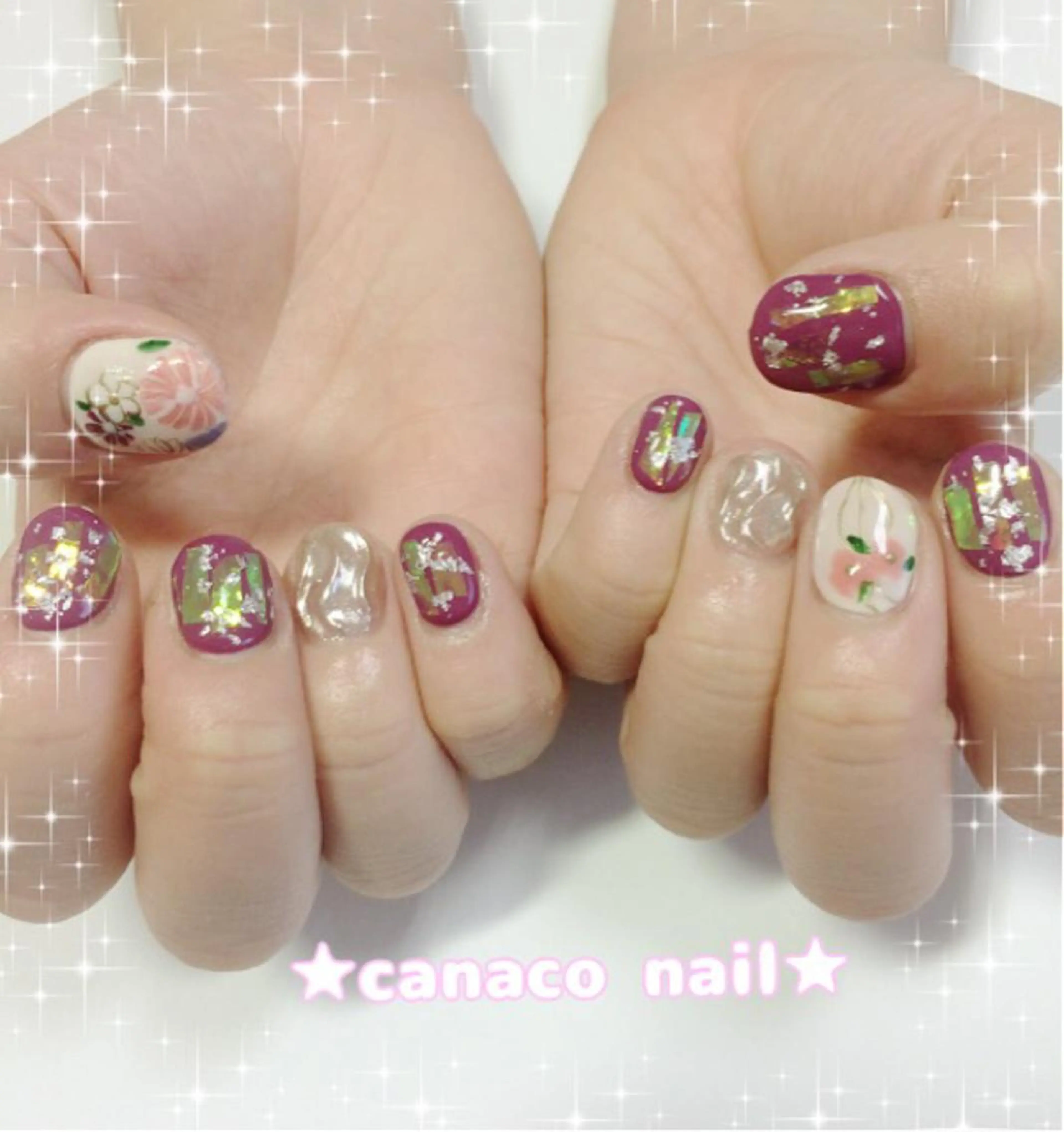 ネイル アートネイル ジェルネイル パラジェル ストーンネイル ハンドネイル ハンドケア Felice所属・ベテランネイル cnc  nailのネイルデザイン