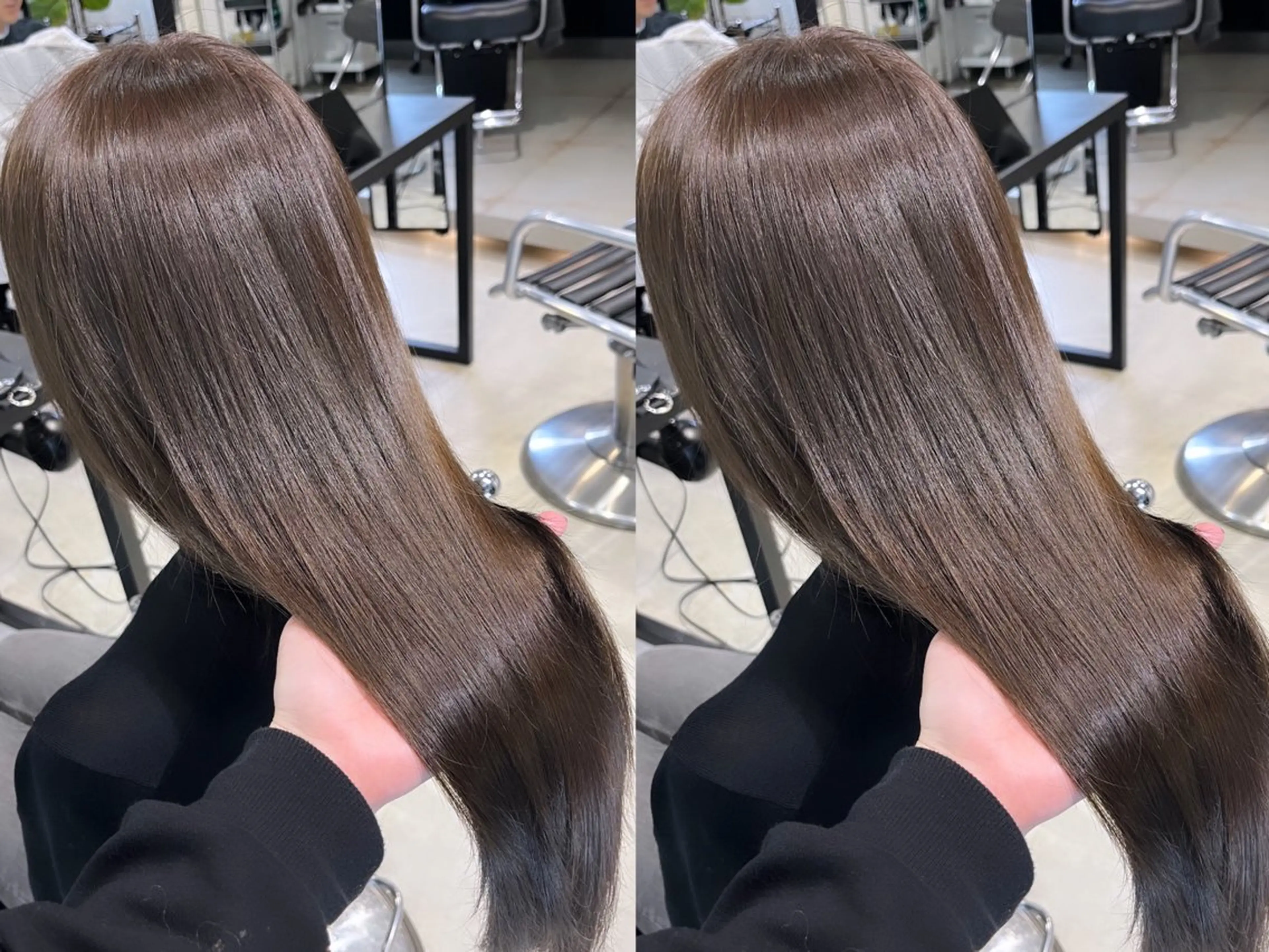 ロング カラー パーマ ヘアアレンジ 透明感/オリーブ/ グレージュ/YUKAのヘアスタイル