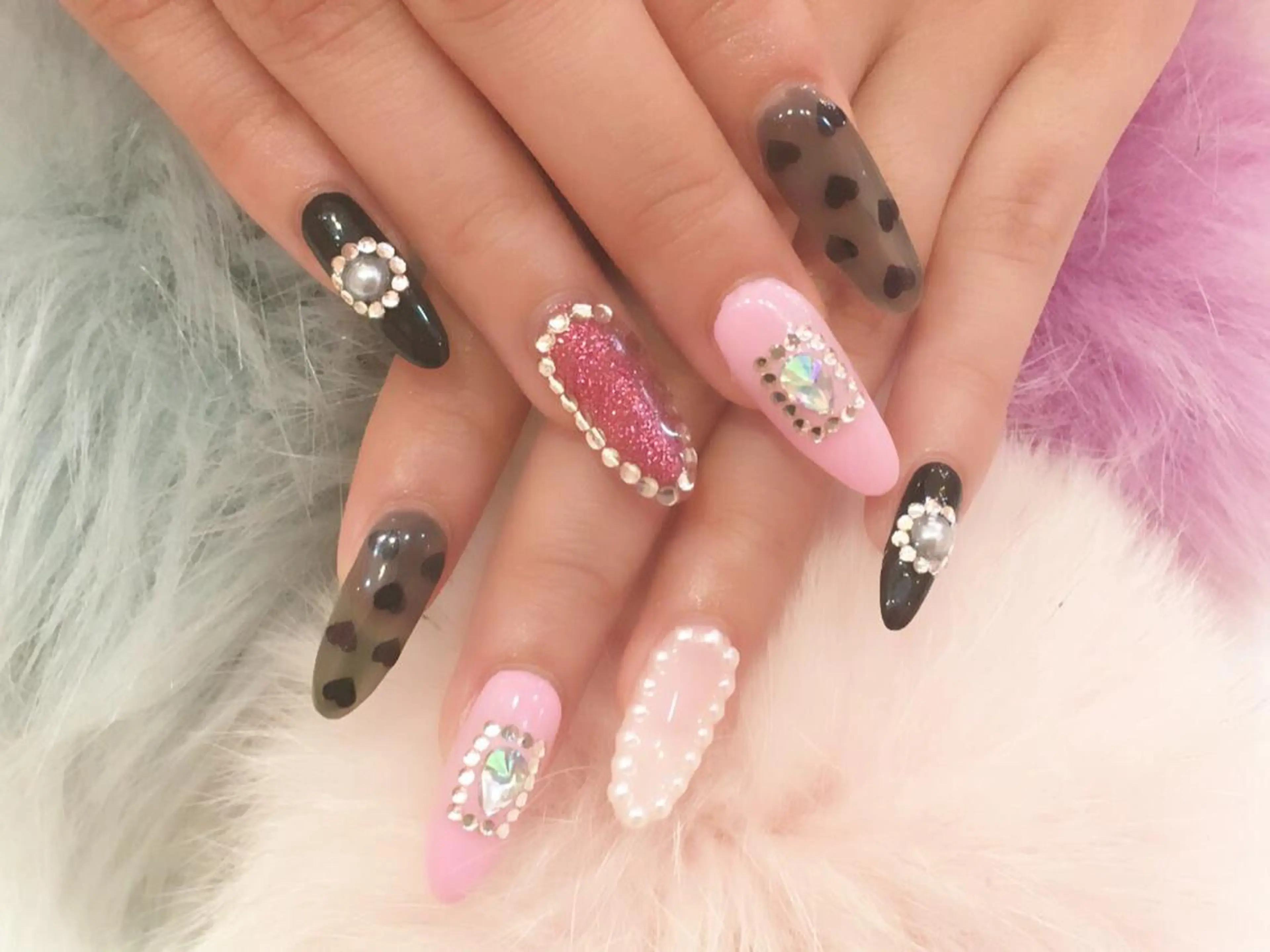 ロング カラー メンズ キッズ ネイル ジェルネイル ラメ(グリッター) スカルプネイル 冬ネイル NAILSGOGO shibuyaのネイルデザイン